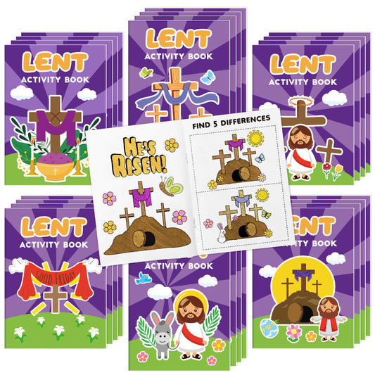 X1zuue Easter Lent Activity Books for Kids — 24-Pack Mini DIY Games & Coloring Set for Sunday School