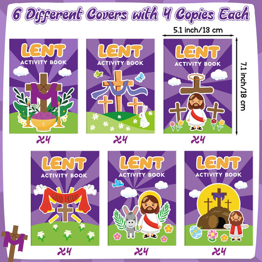 X1zuue Easter Lent Activity Books for Kids — 24-Pack Mini DIY Games & Coloring Set for Sunday School