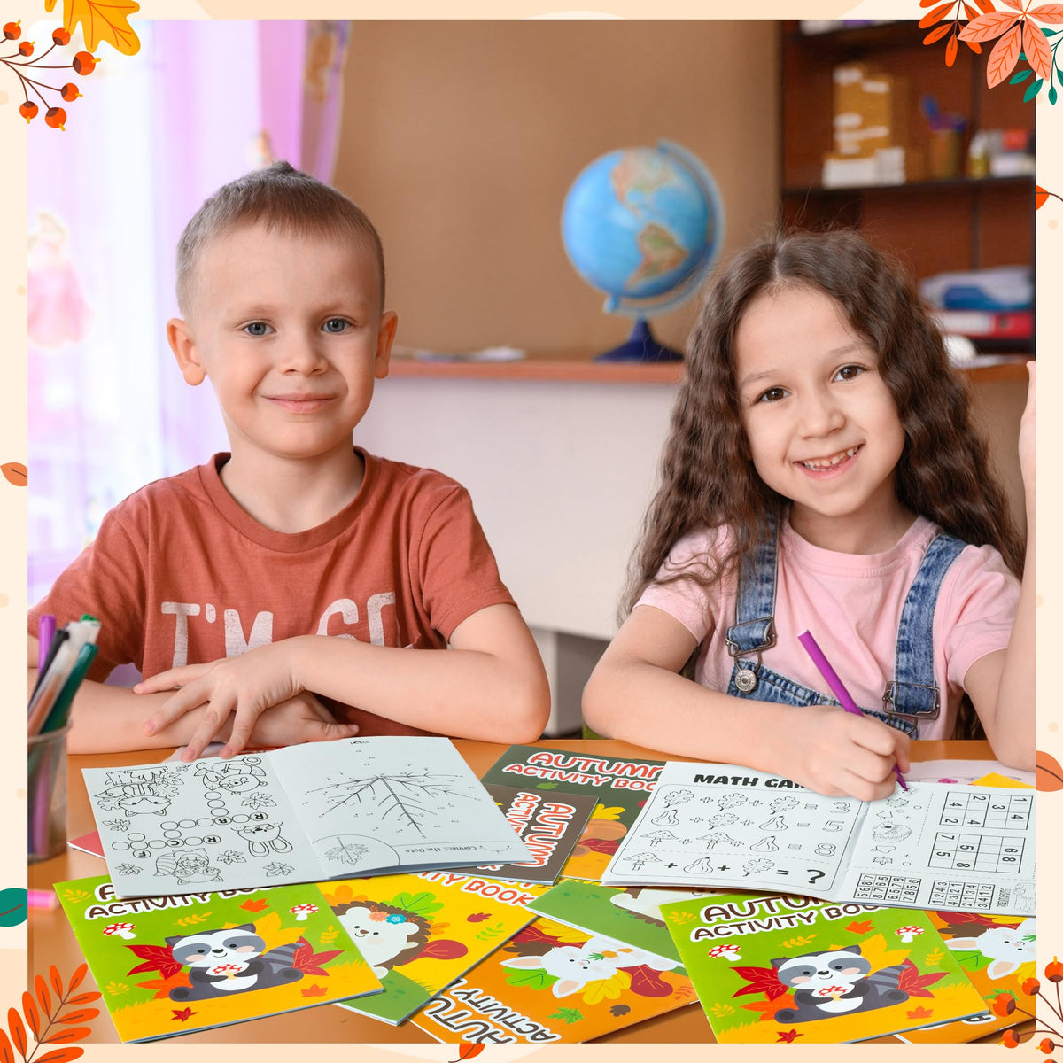 X1zuue Fall Animal Activity Books for Kids – Autumn Coloring, Mazes & Word Games Set