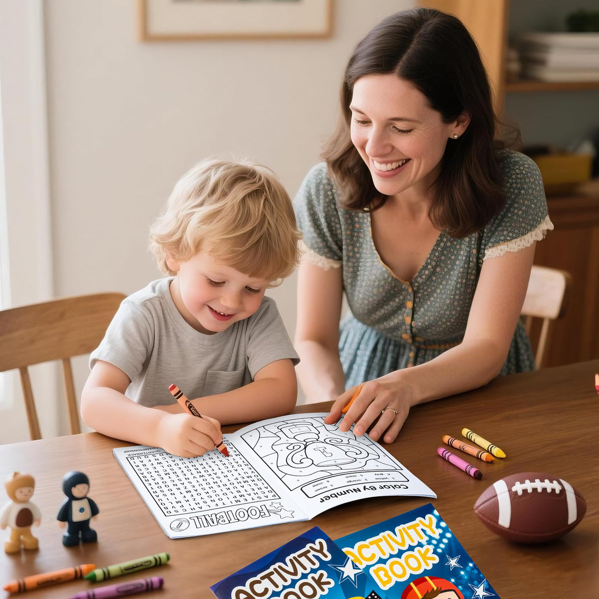 X1zuue Football Activity Books for Kids — 24 Mini Games in a Portable 7x5 Set
