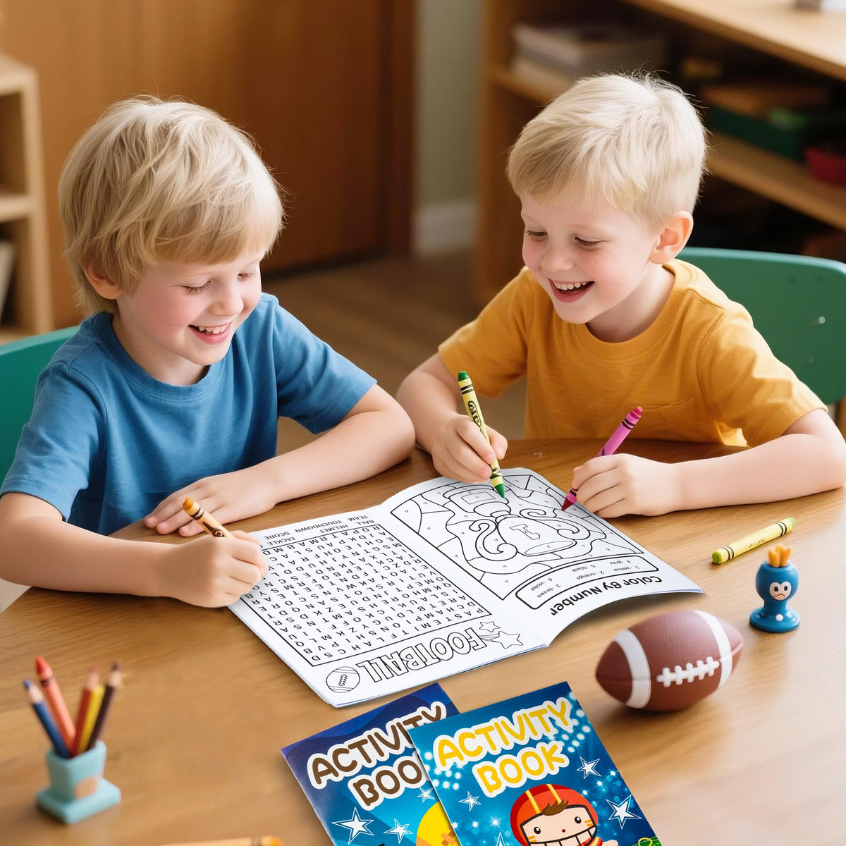 X1zuue Football Activity Books for Kids — 24 Mini Games in a Portable 7x5 Set