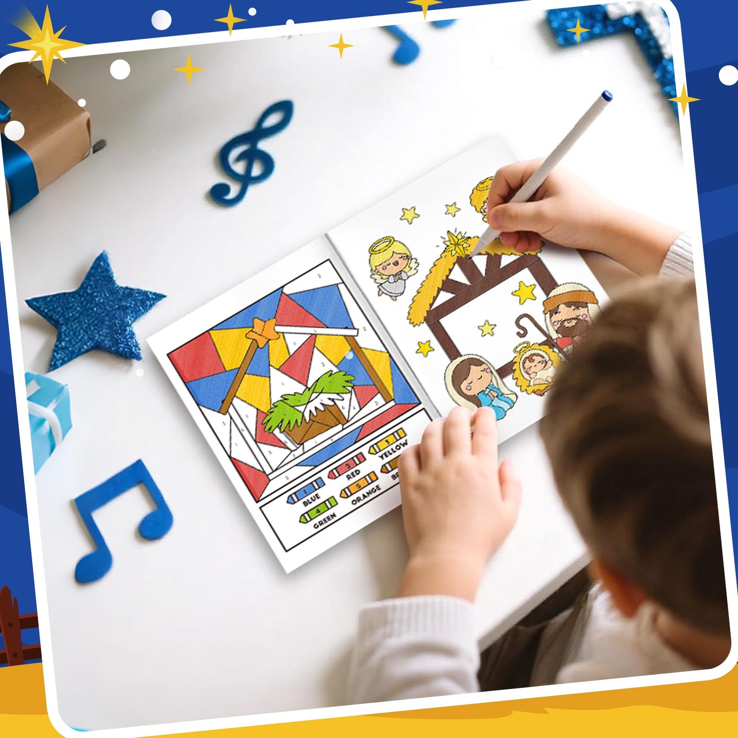X1zuue Nativity Activity Books for Kids | 24 Mini Christmas Coloring, Mazes & Word Games
