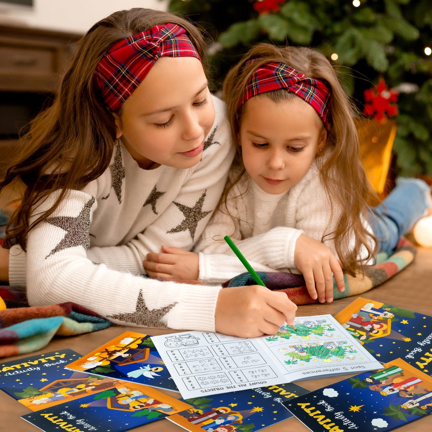X1zuue Nativity Activity Books for Kids – 24 Mini Christmas Games & Coloring Set
