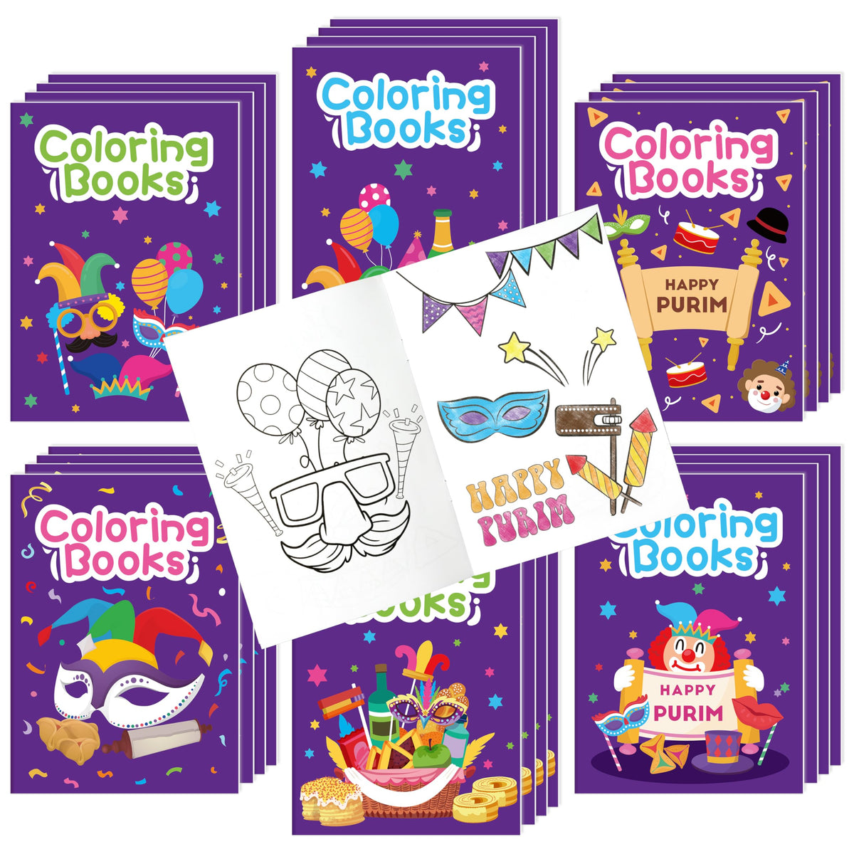 X1zuue Purim Coloring Books for Kids – 24Pcs Mini Coloring Booklets for Purim Fun