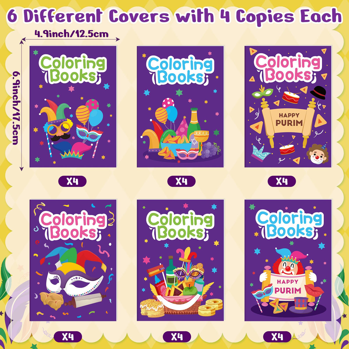 X1zuue Purim Coloring Books for Kids – 24Pcs Mini Coloring Booklets for Purim Fun