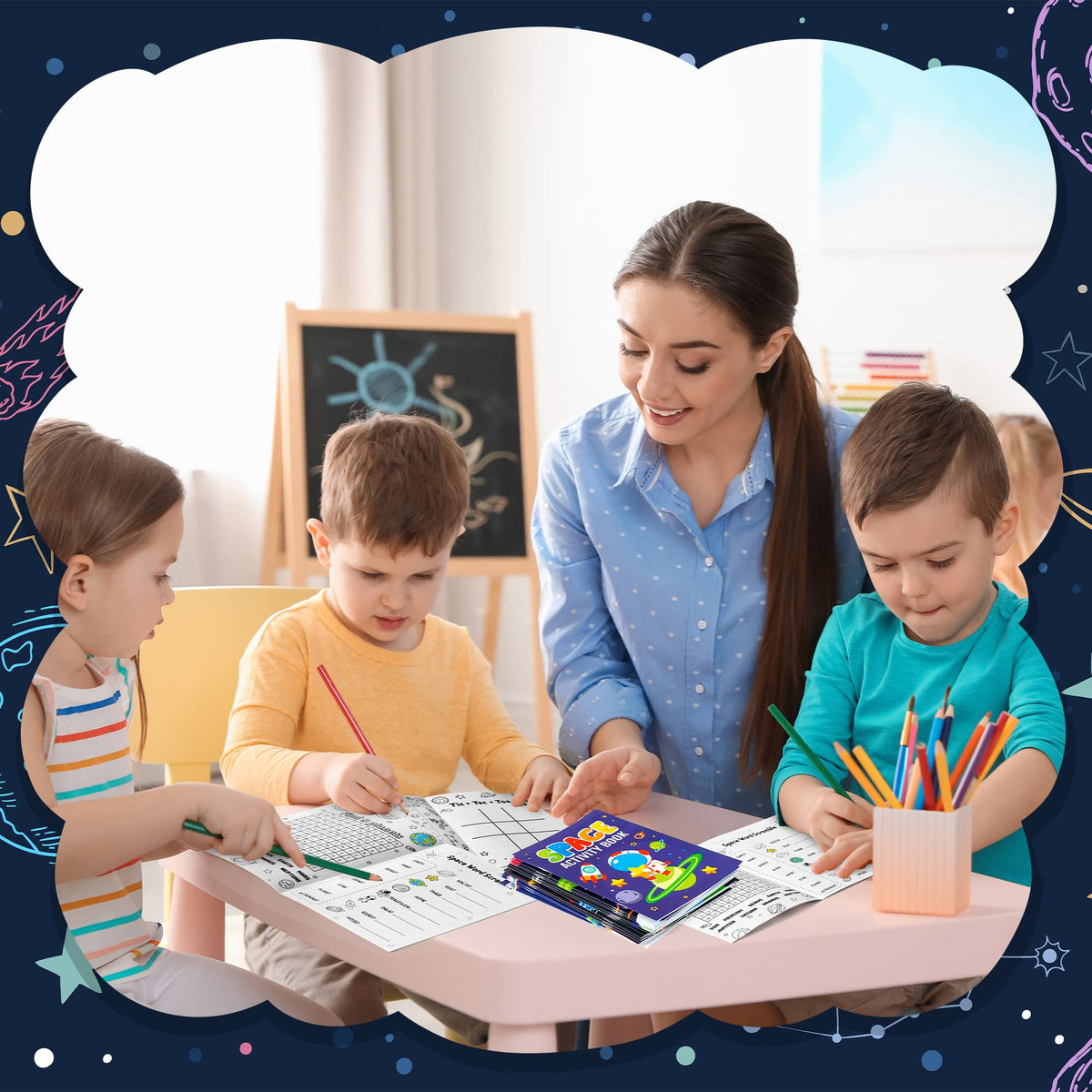 X1zuue 24Pcs Space Activity Books for Kids – Mini Games, Coloring & Puzzles for Parties