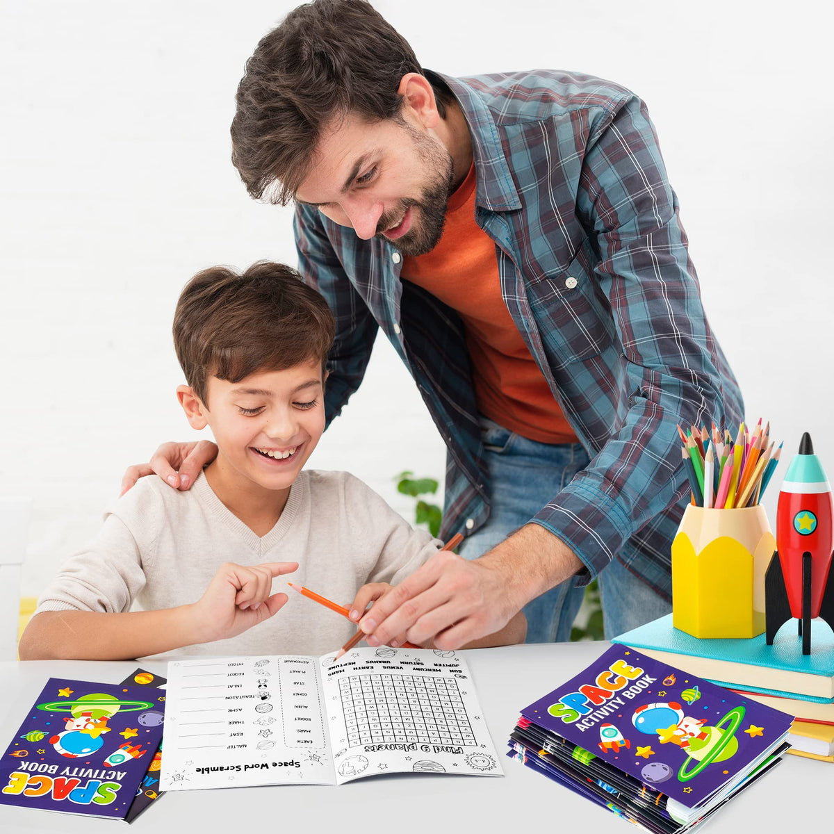 X1zuue 24Pcs Space Activity Books for Kids – Mini Games, Coloring & Puzzles for Parties