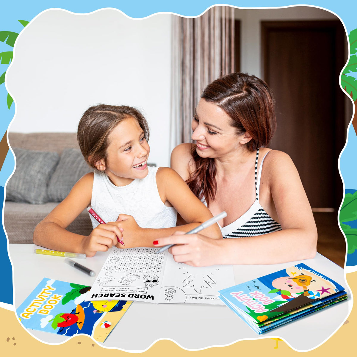 X1zuue Summer Fruit Activity Books – 24-Pack Kids Coloring & Puzzle Set
