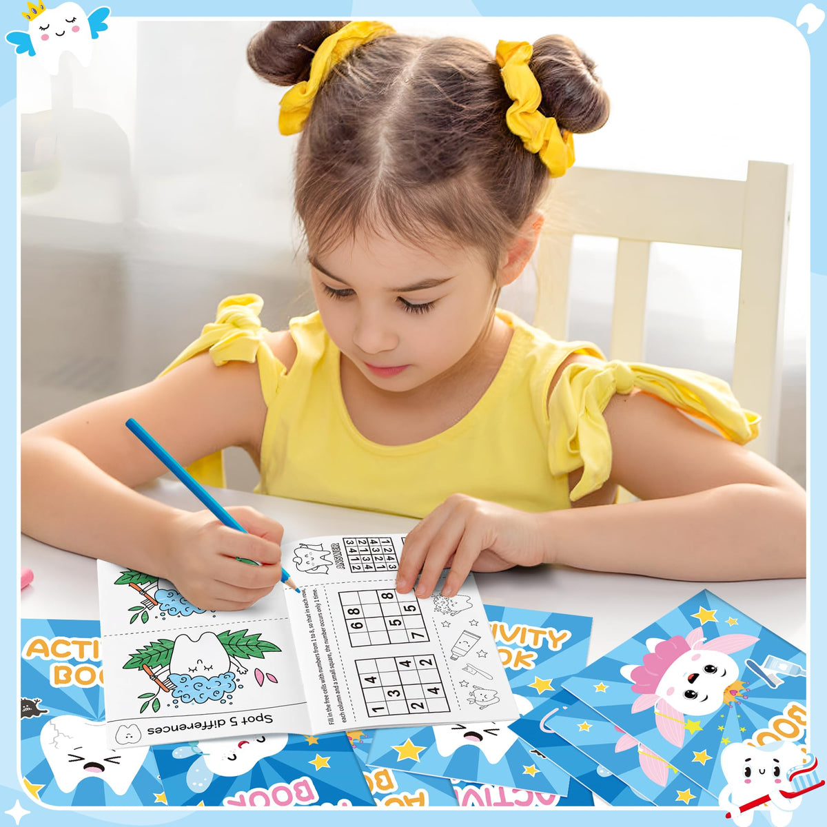X1zuue Tooth Activity Books for Kids – 24Pcs Colorful Tooth Fairy Mini Games & Mazes Set