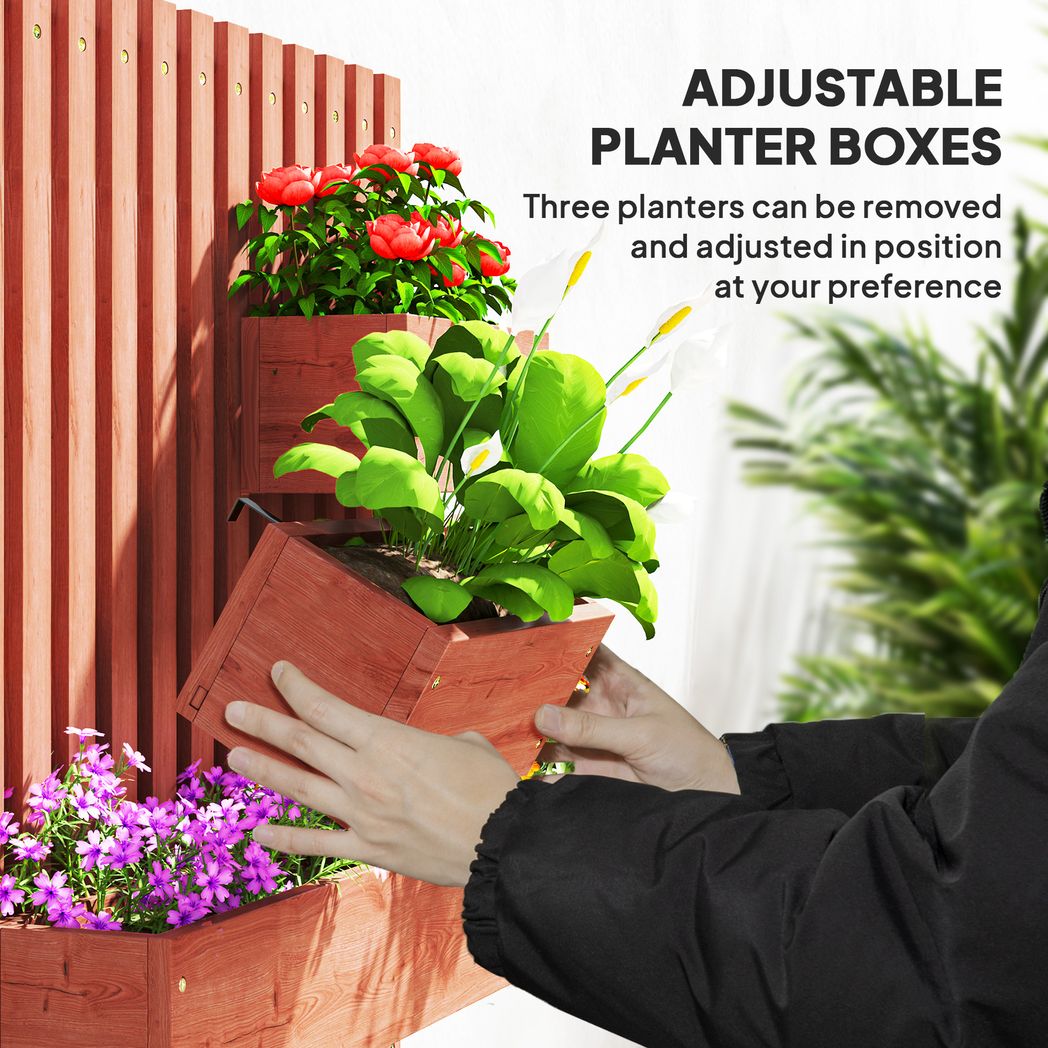 Outsunny Wooden Garden Planters with Trellis Wall-mounted Raised Garden Bed