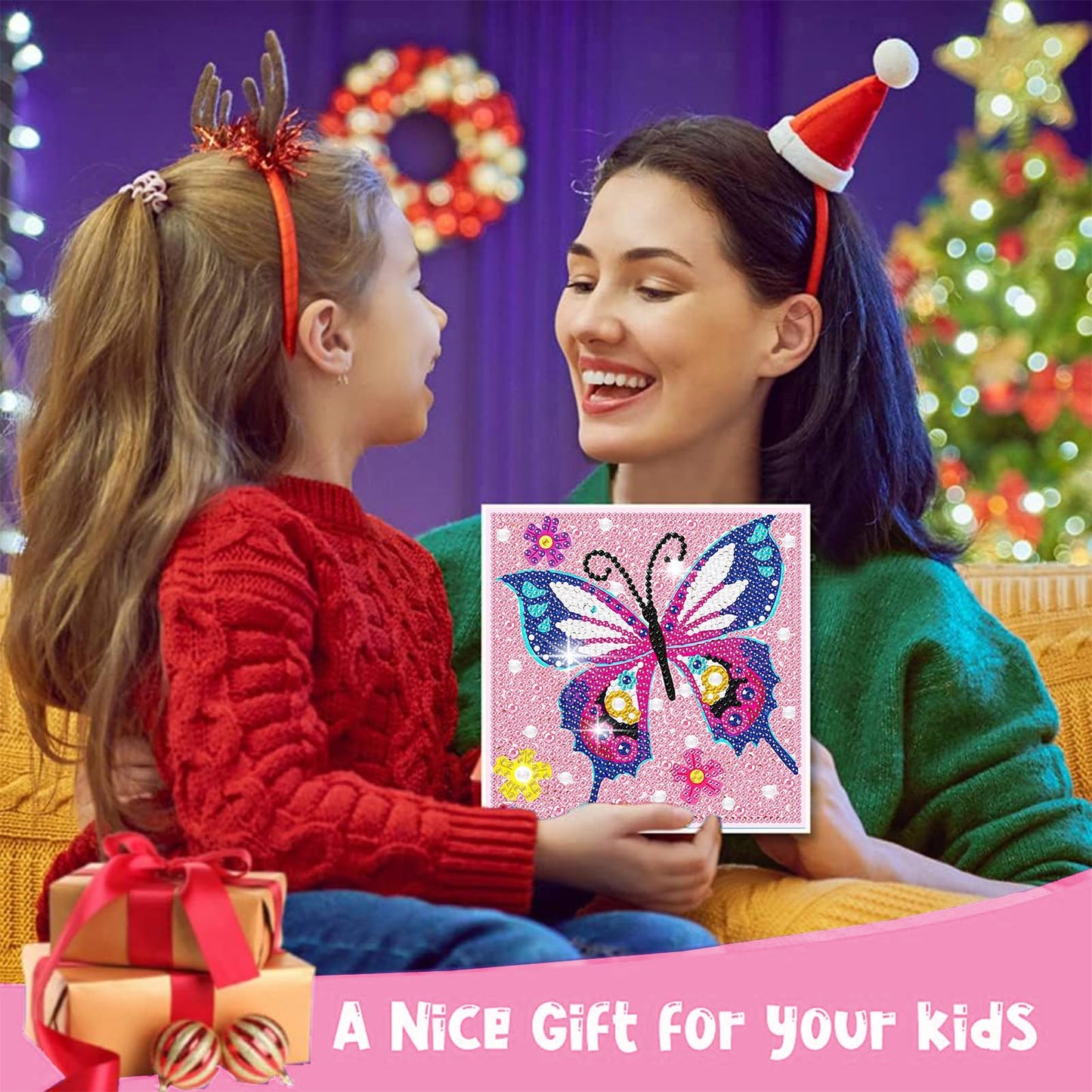 Xackcme 4-Piece Butterfly Diamond Art Kit for Kids — 5D Diamond Painting for Beginners (6x6 inch)
