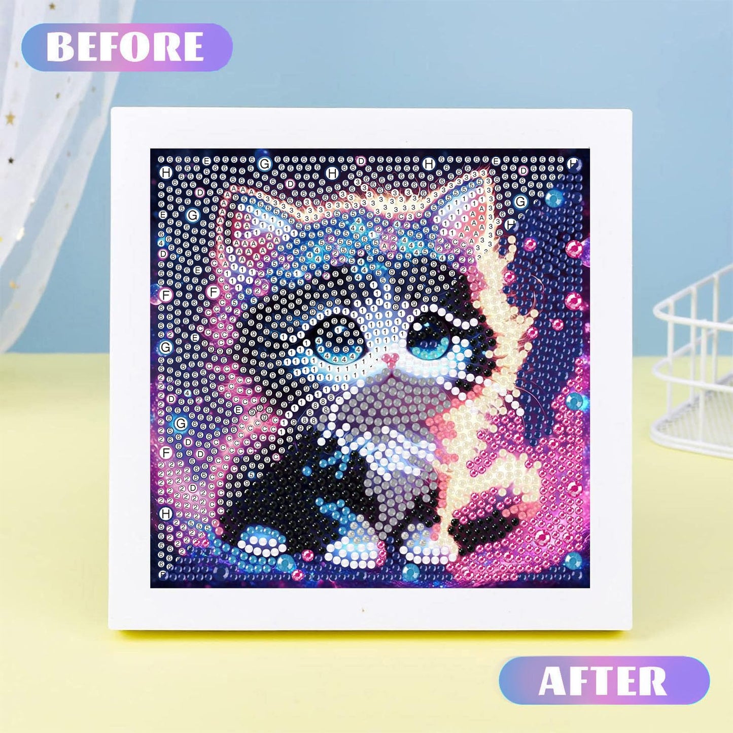 xackcme Cat Diamond Art Kit for Kids – Framed 7x7 Inch Animal Diamond Painting