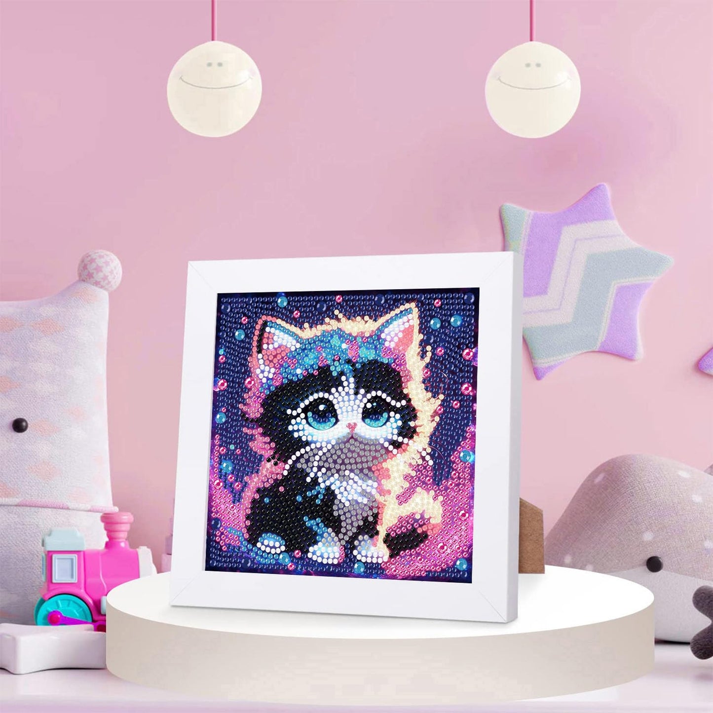 xackcme Cat Diamond Art Kit for Kids – Framed 7x7 Inch Animal Diamond Painting