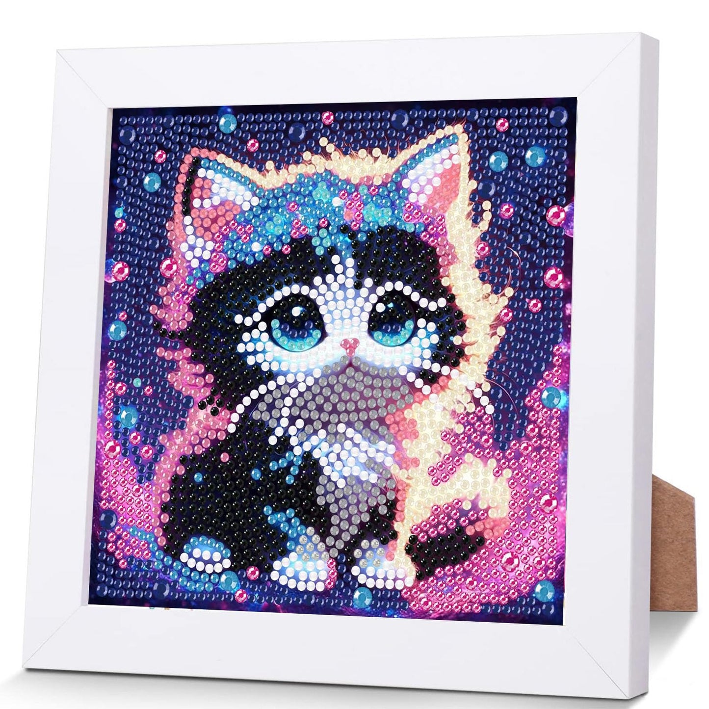 xackcme Cat Diamond Art Kit for Kids – Framed 7x7 Inch Animal Diamond Painting