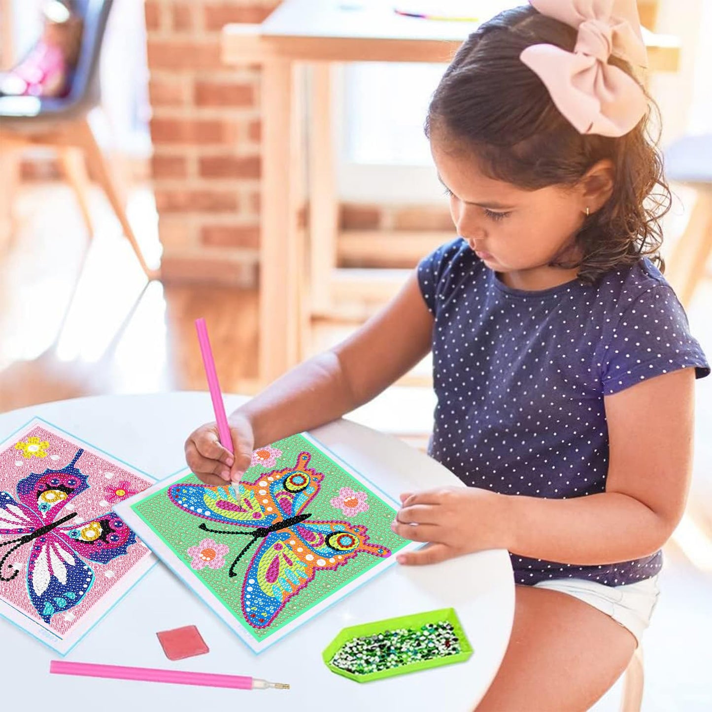 Xackcme 4-Piece Butterfly Diamond Art Kit for Kids — 5D Diamond Painting for Beginners (6x6 inch)