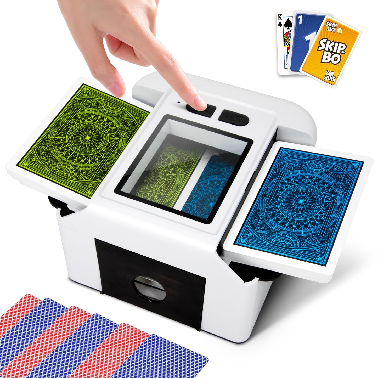 Xamanabu Automatic Card Shuffler for 1-2 Decks | USB-C Rechargeable, One-Press Auto & Manual Modes