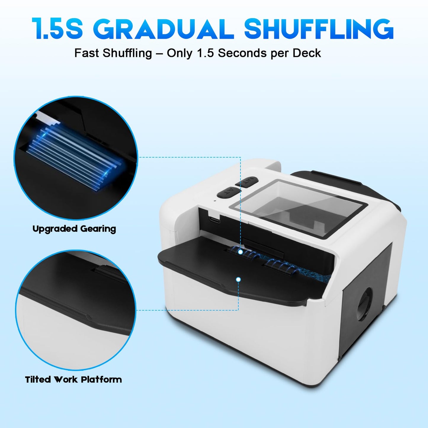 Xamanabu Automatic Card Shuffler for 1-2 Decks | USB-C Rechargeable, One-Press Auto & Manual Modes