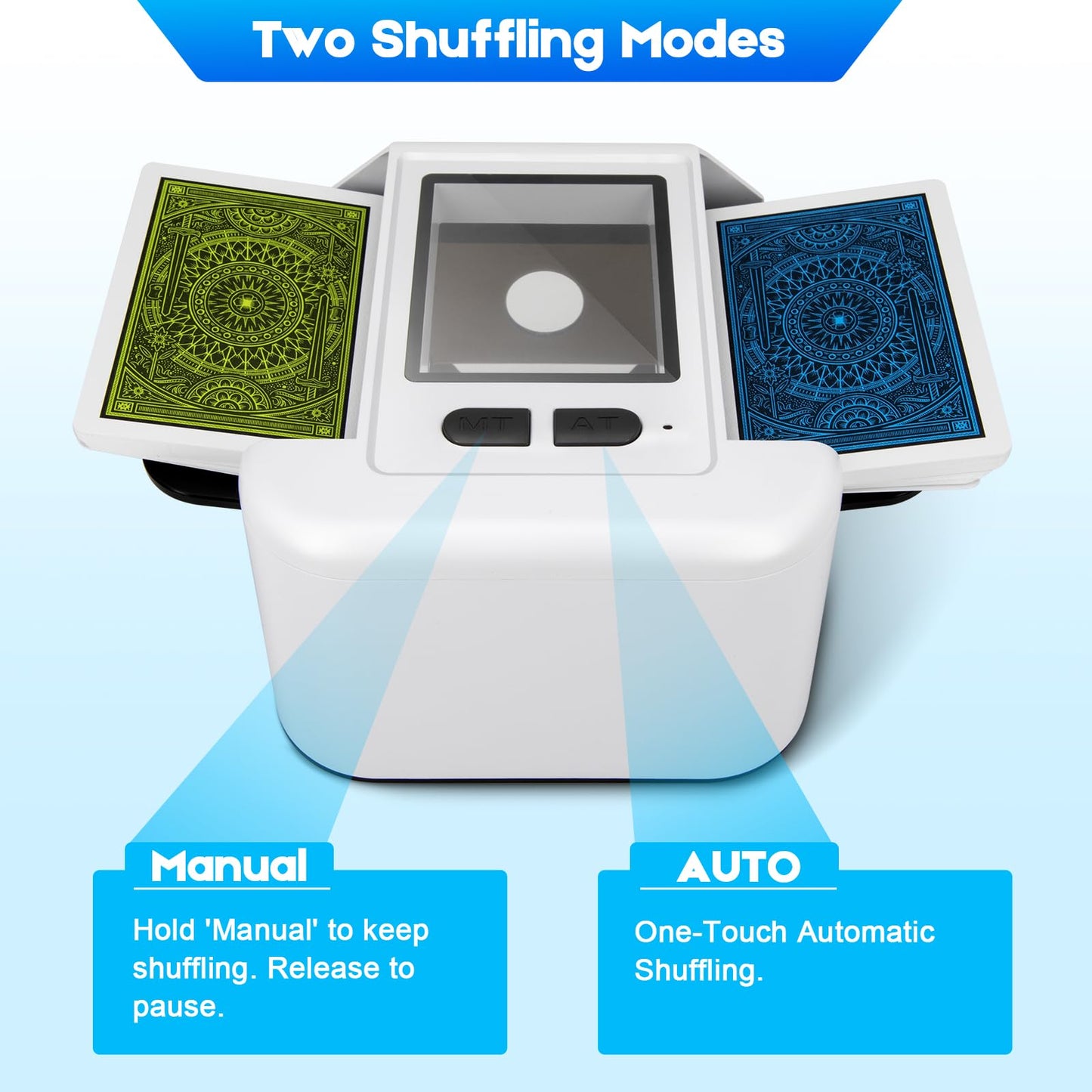 Xamanabu Automatic Card Shuffler for 1-2 Decks | USB-C Rechargeable, One-Press Auto & Manual Modes