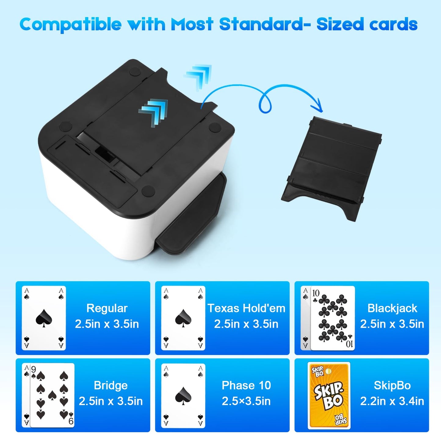 Xamanabu Automatic Card Shuffler for 1-2 Decks | USB-C Rechargeable, One-Press Auto & Manual Modes