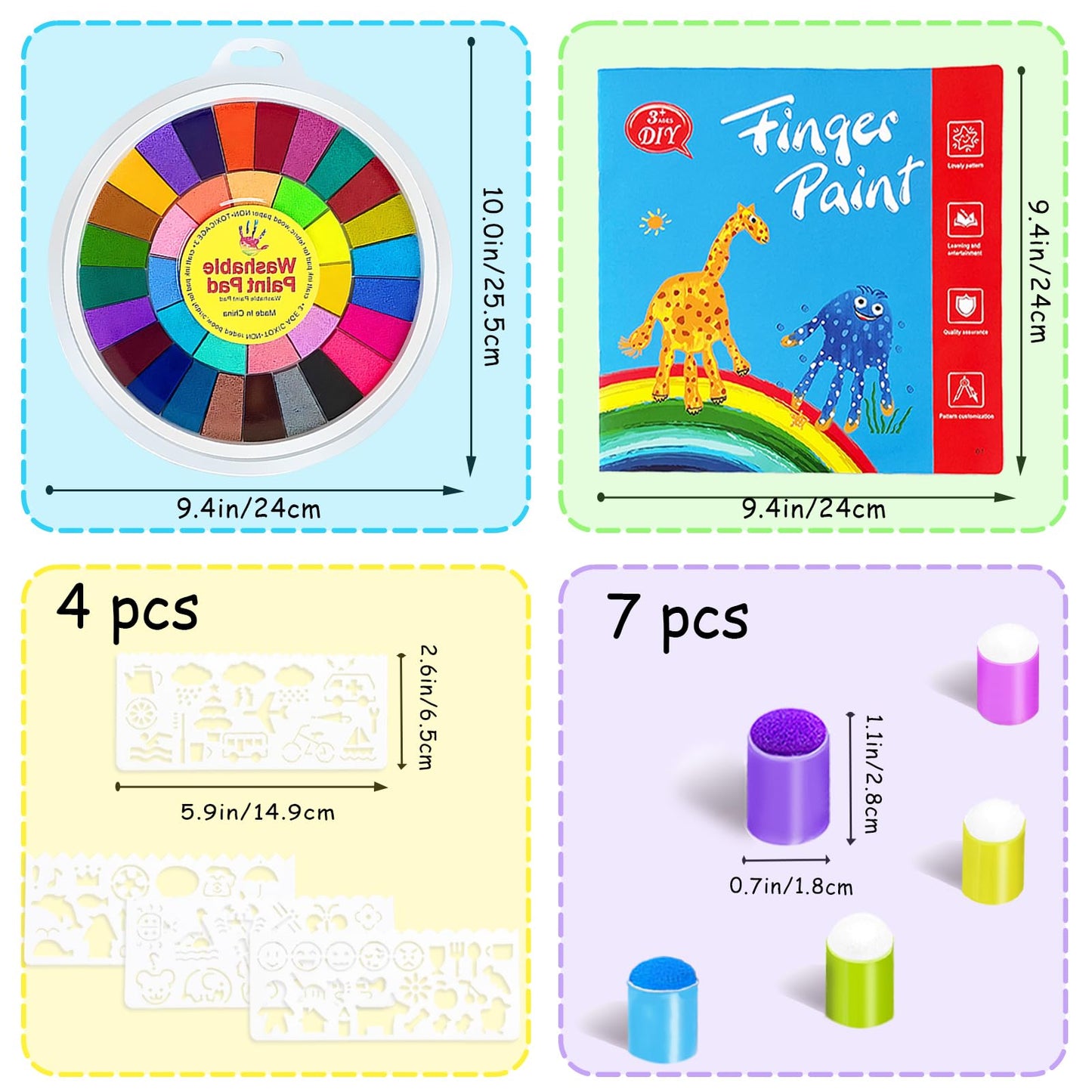 Xanllaxa 36-Color Toddler Finger Painting Set — Washable Ink, Book & Templates