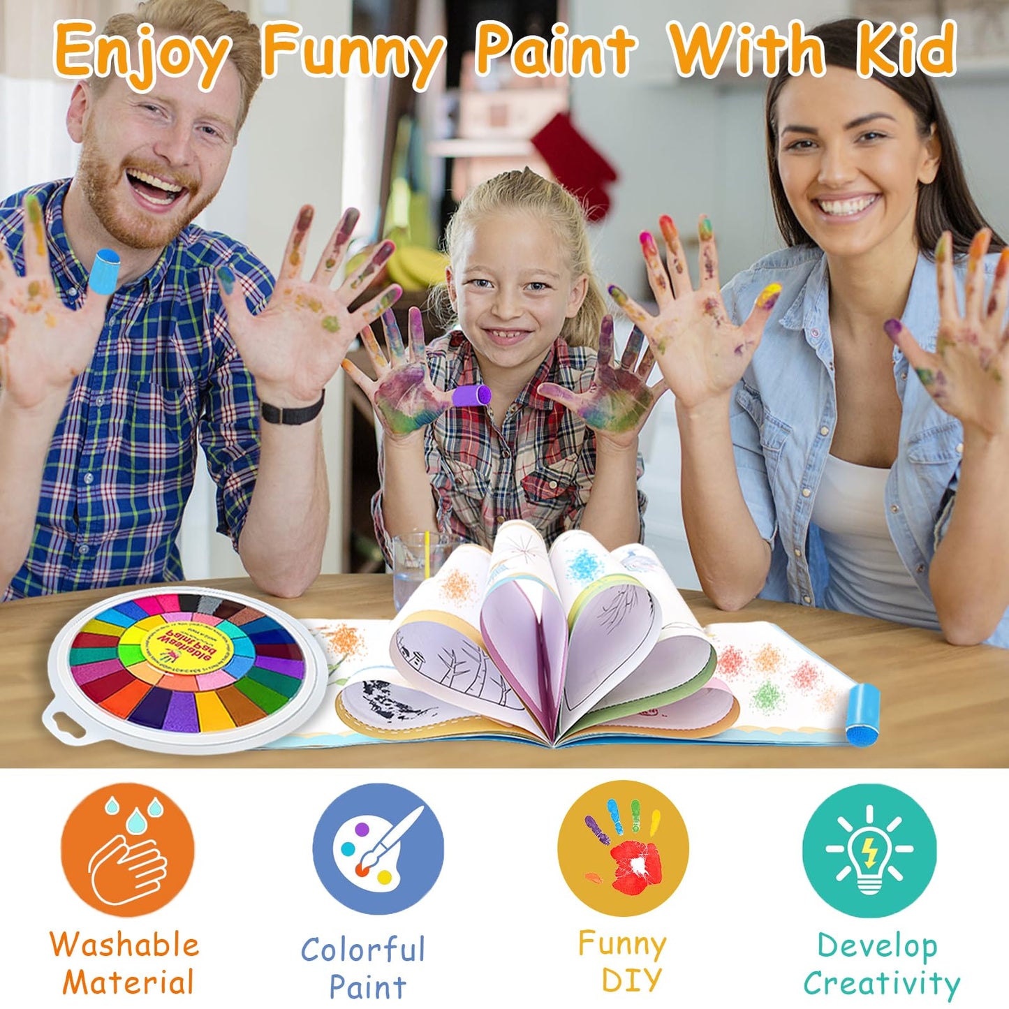 Xanllaxa 36-Color Toddler Finger Painting Set — Washable Ink, Book & Templates