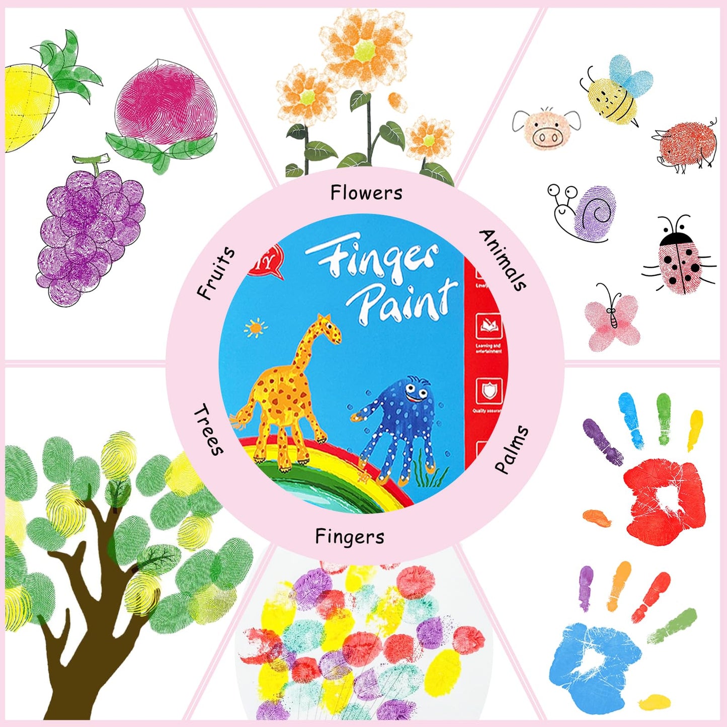 Xanllaxa 36-Color Toddler Finger Painting Set — Washable Ink, Book & Templates