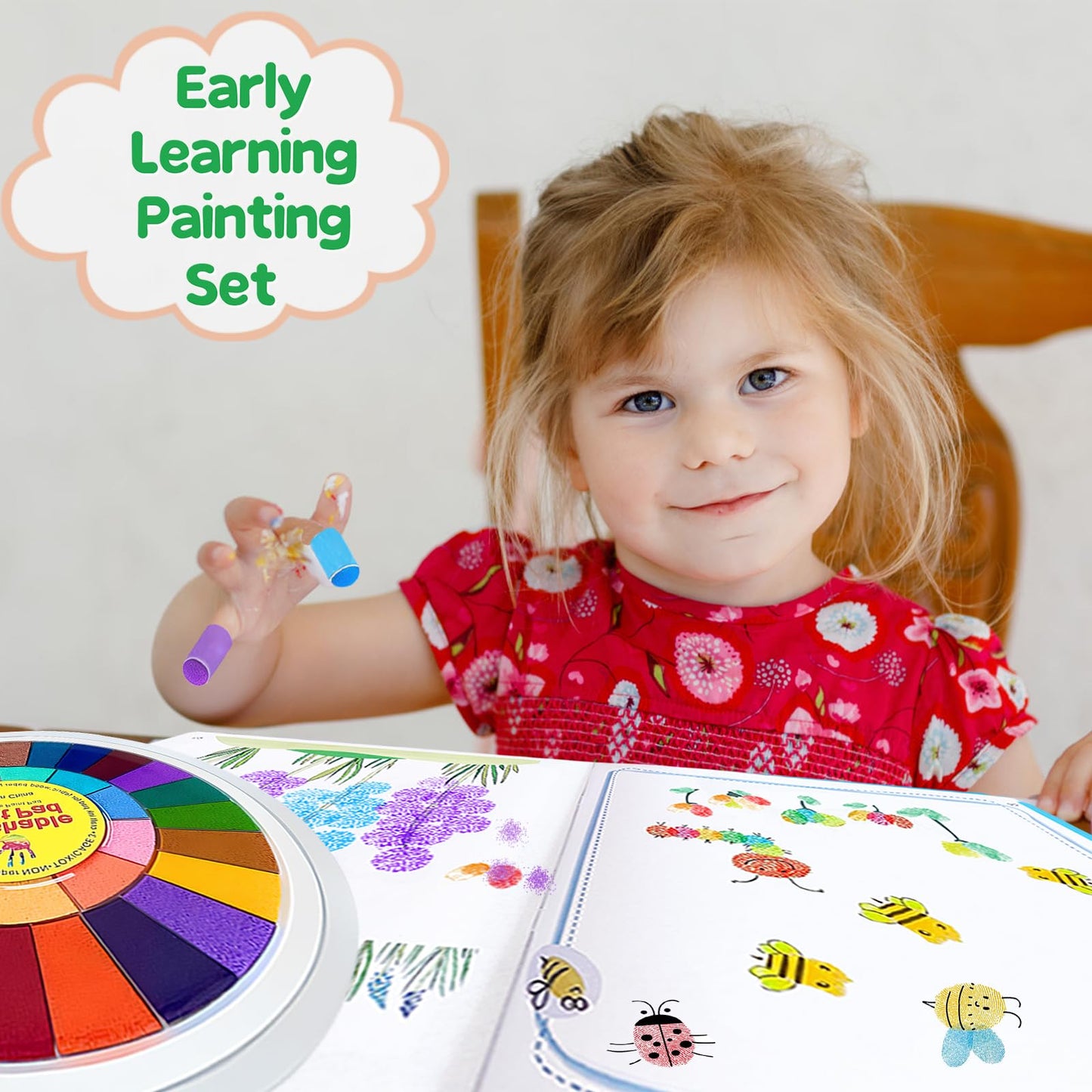 Xanllaxa 36-Color Toddler Finger Painting Set — Washable Ink, Book & Templates