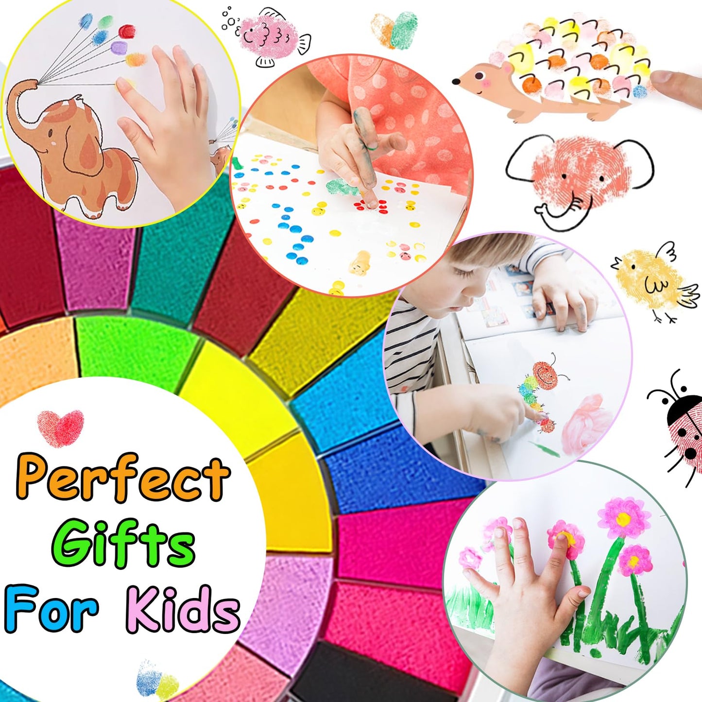 Xanllaxa 36-Color Toddler Finger Painting Set — Washable Ink, Book & Templates