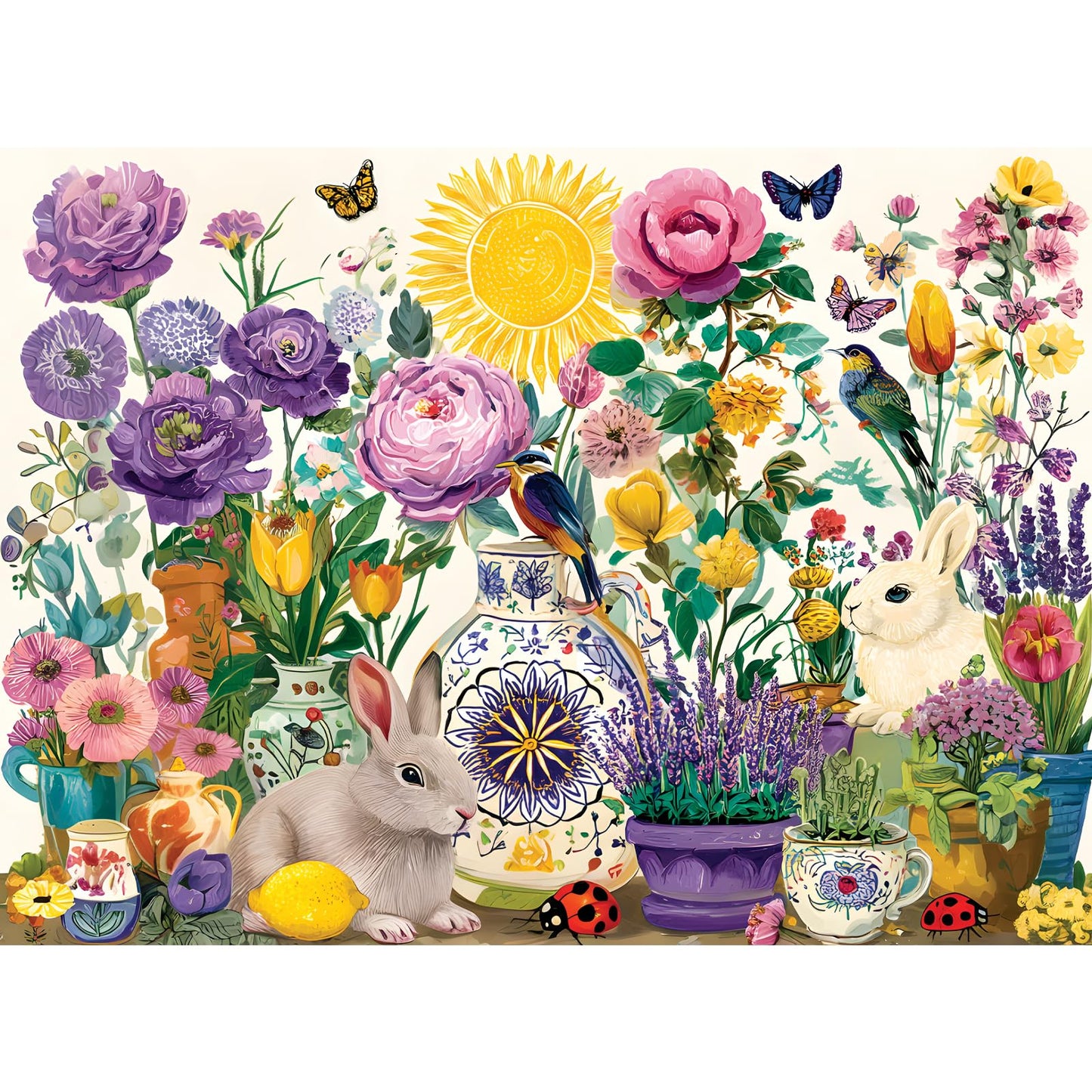 XAPAEG 300-Piece Summer Garden Jigsaw Puzzle for Adults – Birds & Floral Interlock, 20.5 x 15 in