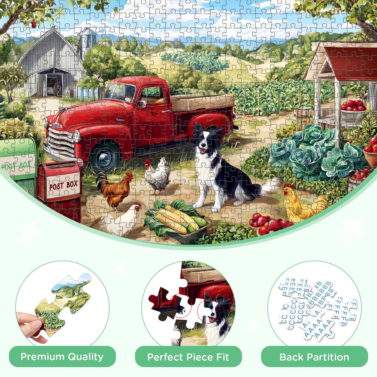 XAPAEG 500-Piece Farm Scene Puzzle for Adults – Dog & Chicken, 20.5 x 15 in