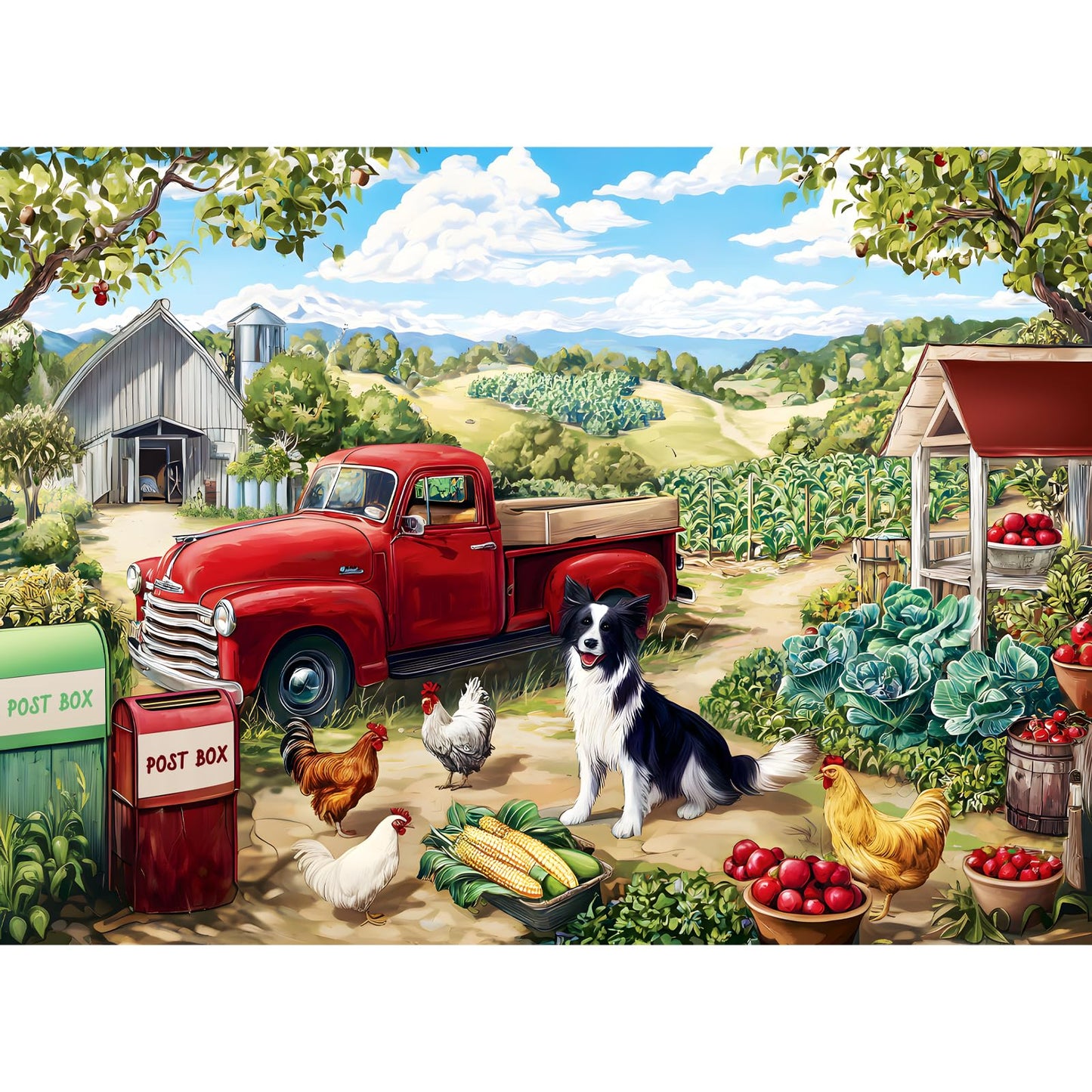 XAPAEG 500-Piece Farm Scene Puzzle for Adults – Dog & Chicken, 20.5 x 15 in