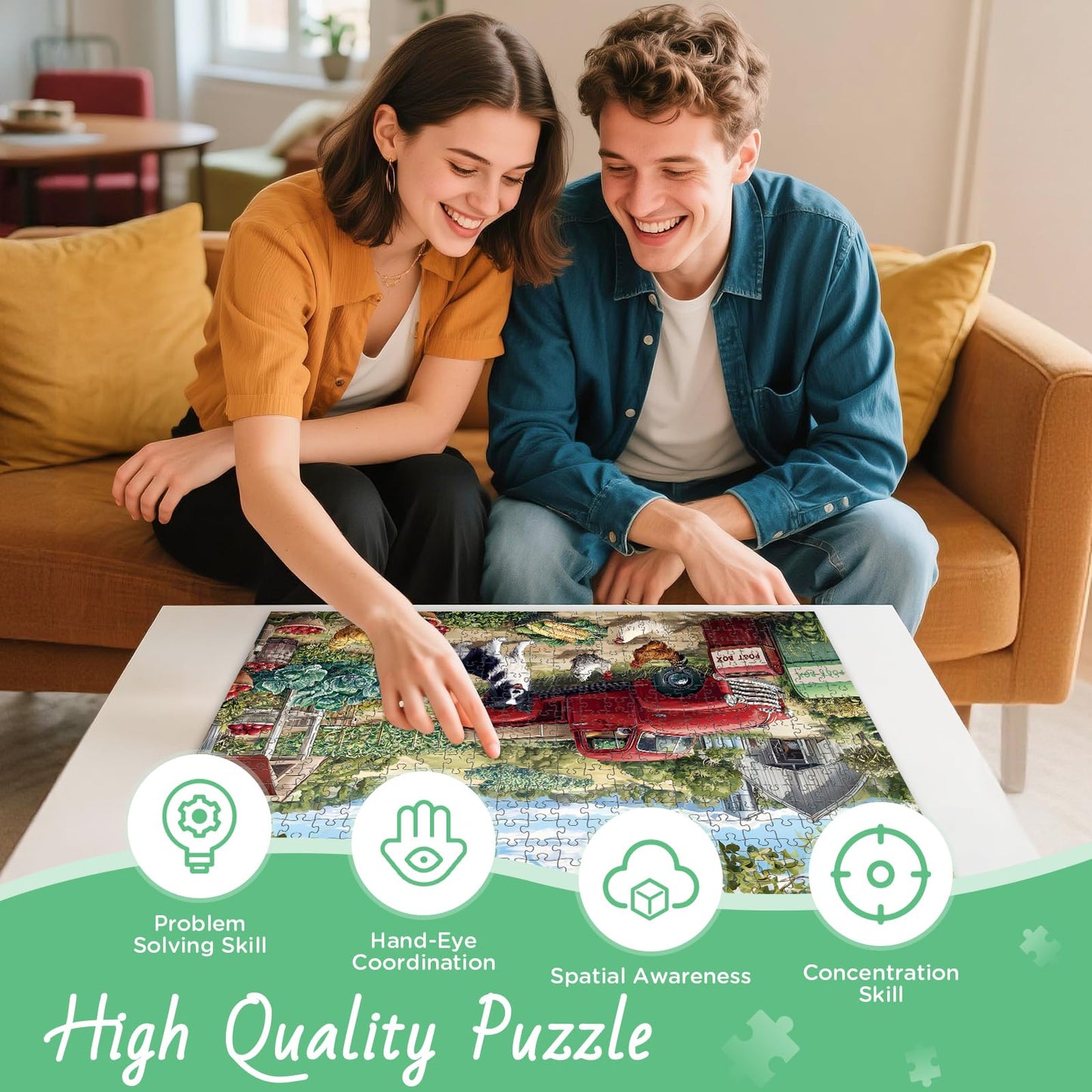 XAPAEG 500-Piece Farm Scene Puzzle for Adults – Dog & Chicken, 20.5 x 15 in