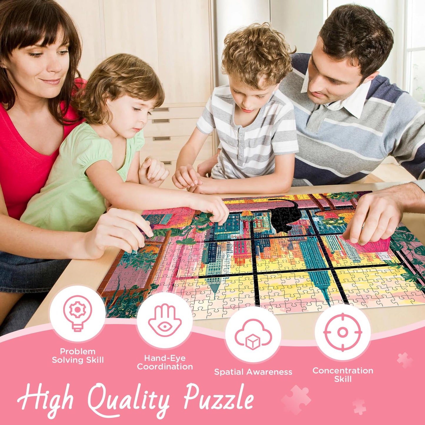 XAPAEG 500-Piece Black Cat City Jigsaw Puzzle for Adults – Interlock Back, 20.5 x 15 in