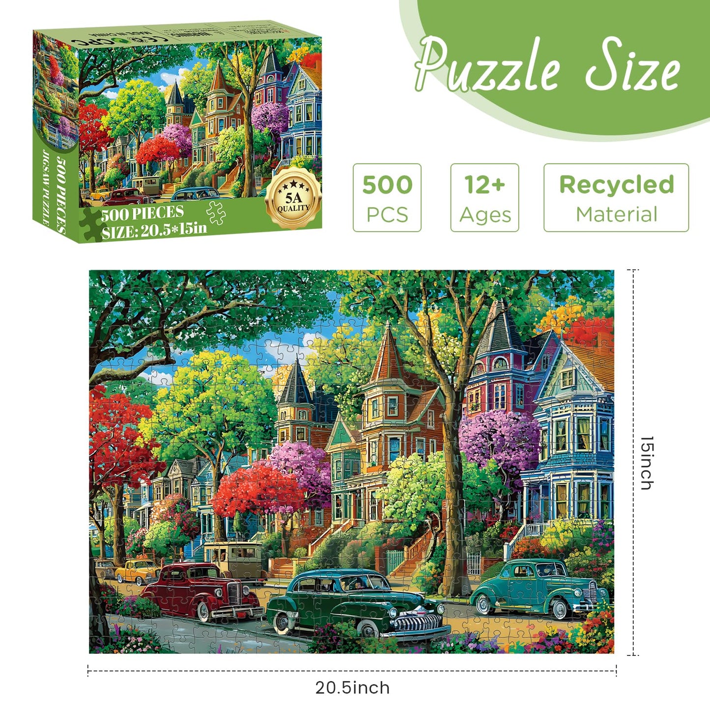 XAPAEG 500 Piece Puzzle for Adults – Urban Street Jigsaw (20.5×15 in)