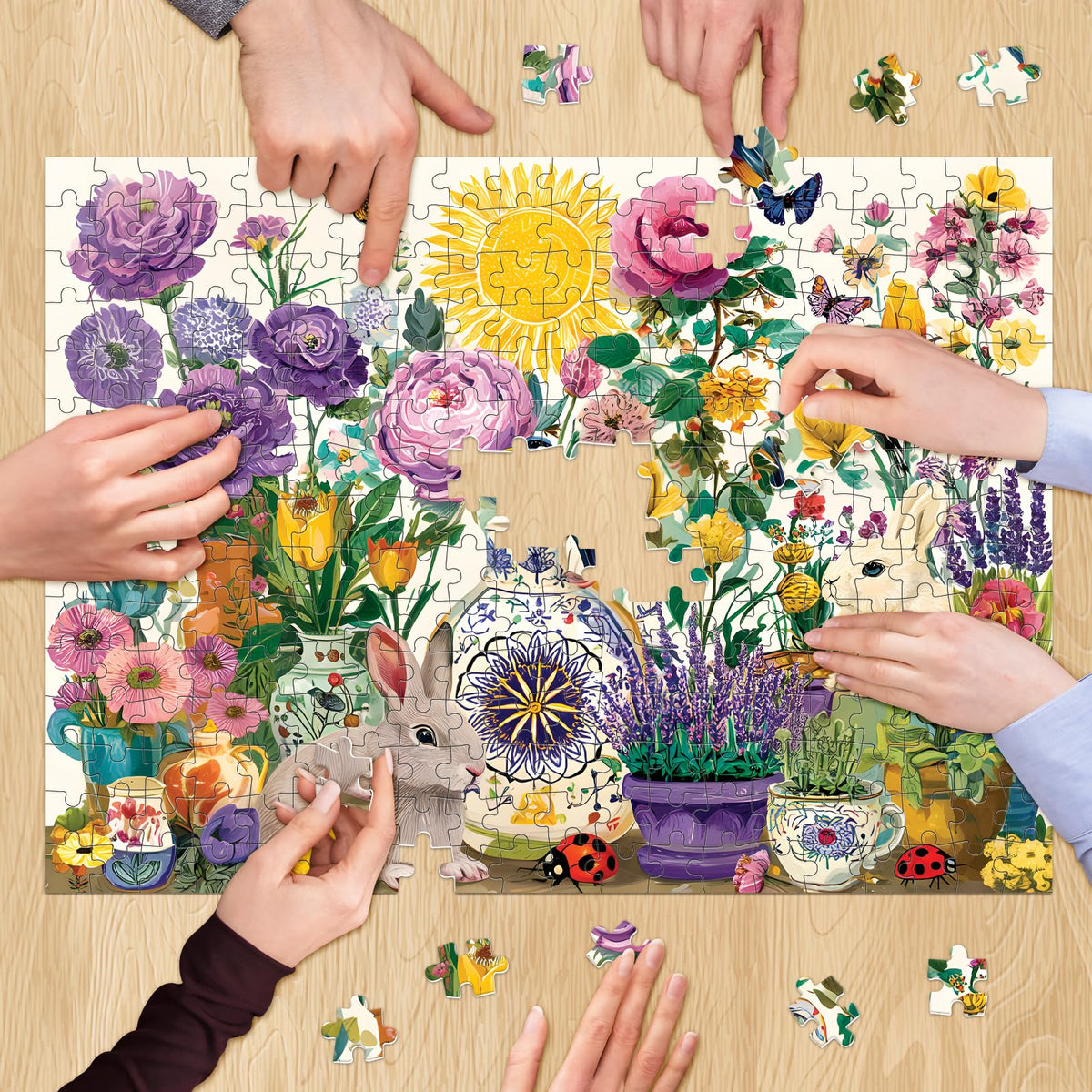 XAPAEG 300-Piece Summer Garden Jigsaw Puzzle for Adults – Birds & Floral Interlock, 20.5 x 15 in
