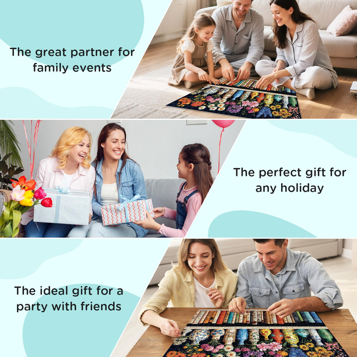 XAPAEG 500 Piece Puzzle for Adults – Flowers & Bookshelf Jigsaw (20.5×15 in)