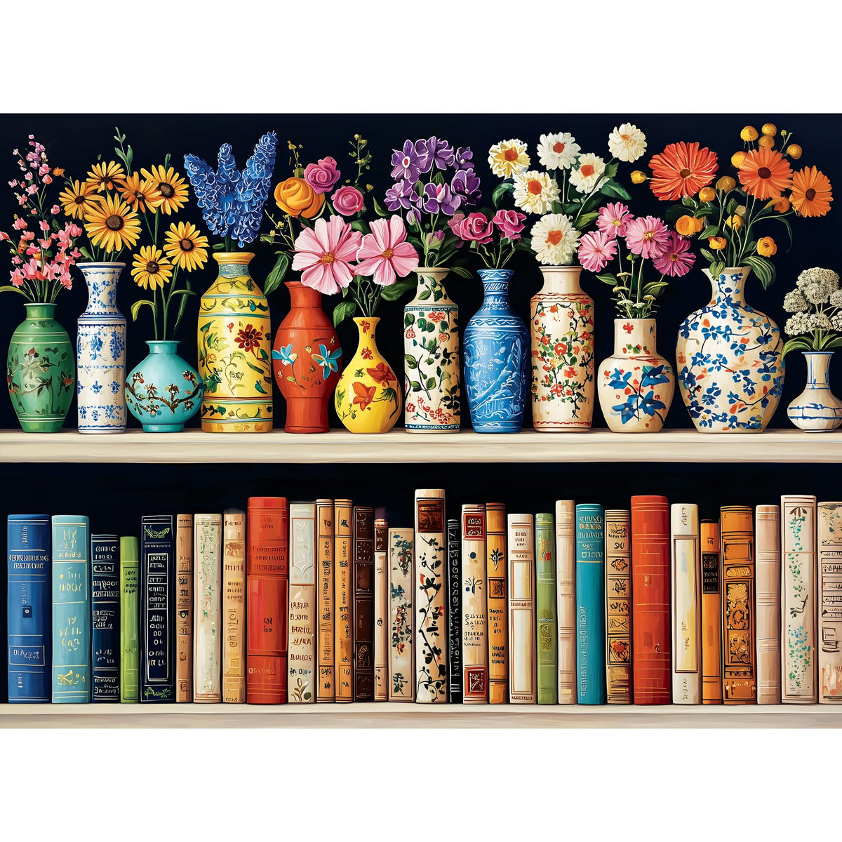 XAPAEG 500 Piece Puzzle for Adults – Flowers & Bookshelf Jigsaw (20.5×15 in)