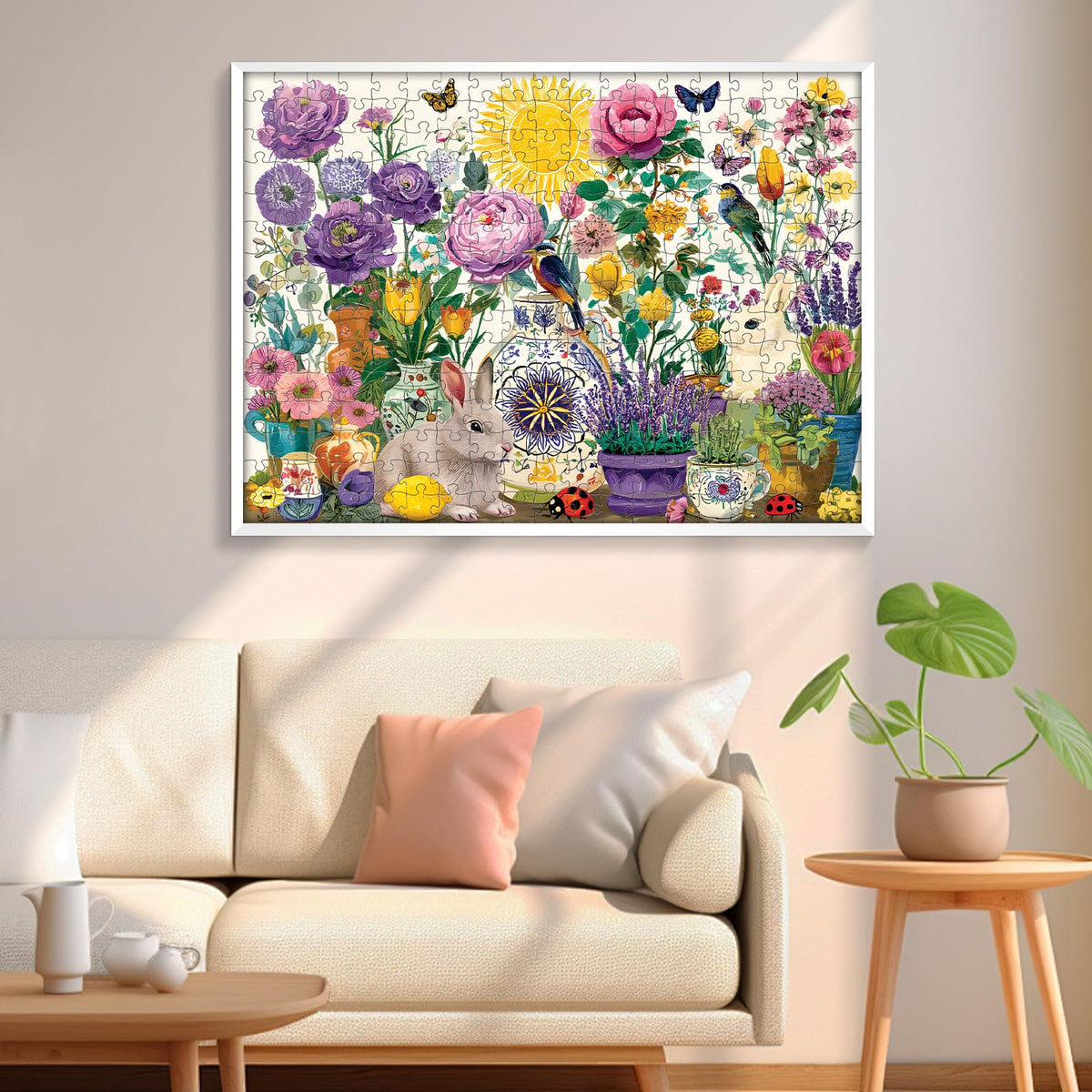 XAPAEG 300-Piece Summer Garden Jigsaw Puzzle for Adults – Birds & Floral Interlock, 20.5 x 15 in