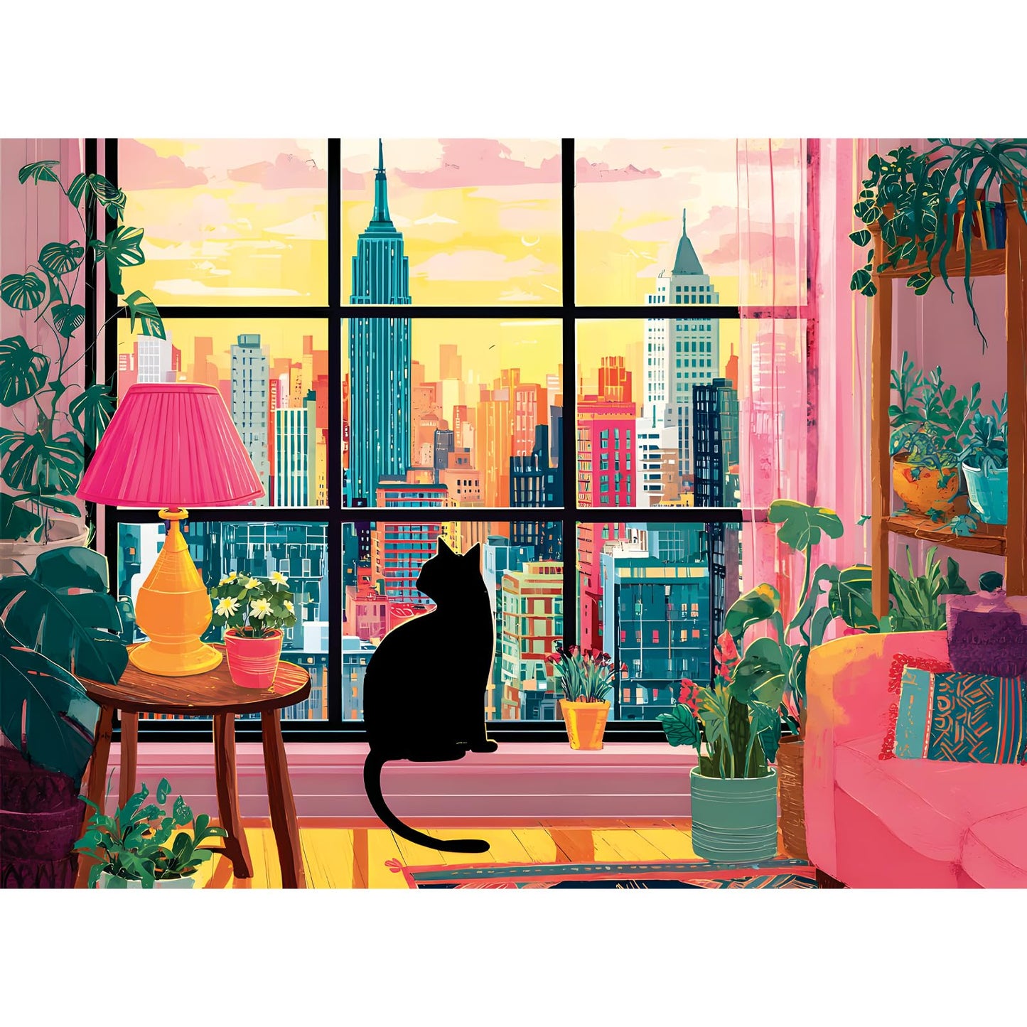 XAPAEG 500-Piece Black Cat City Jigsaw Puzzle for Adults – Interlock Back, 20.5 x 15 in