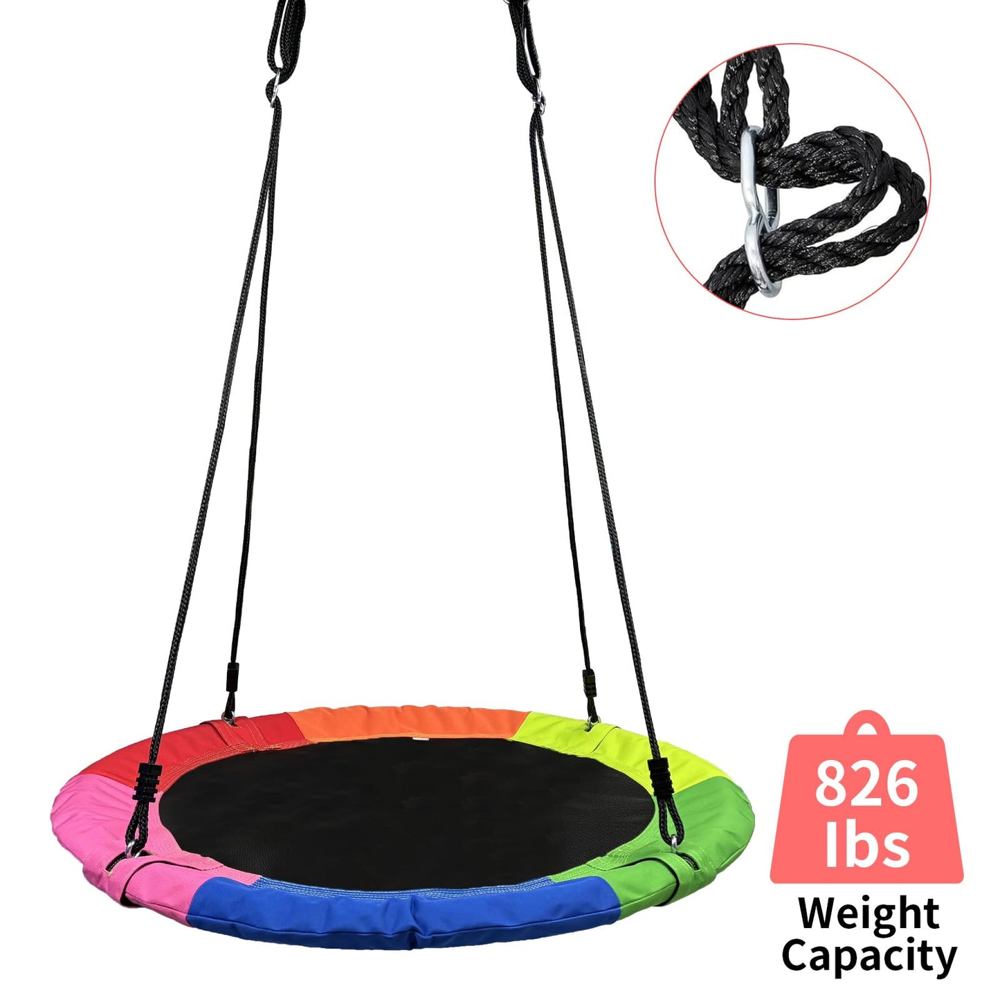 Xapigo 40-Inch Saucer Tree Swing — Adjustable Straps, 900 lbs Capacity, Indoor & Outdoor