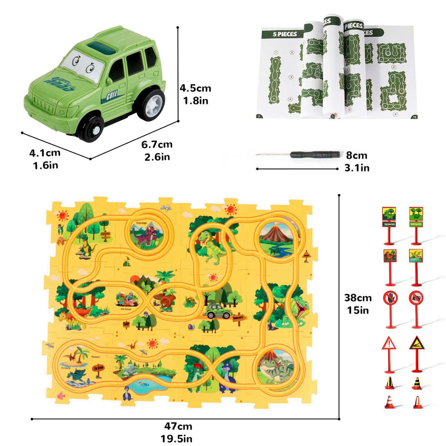 XAZASTOV Plastic Floor Puzzles for Kids 3-5 | Puzzle Track Car Set | Montessori Toys for Boys 3-6