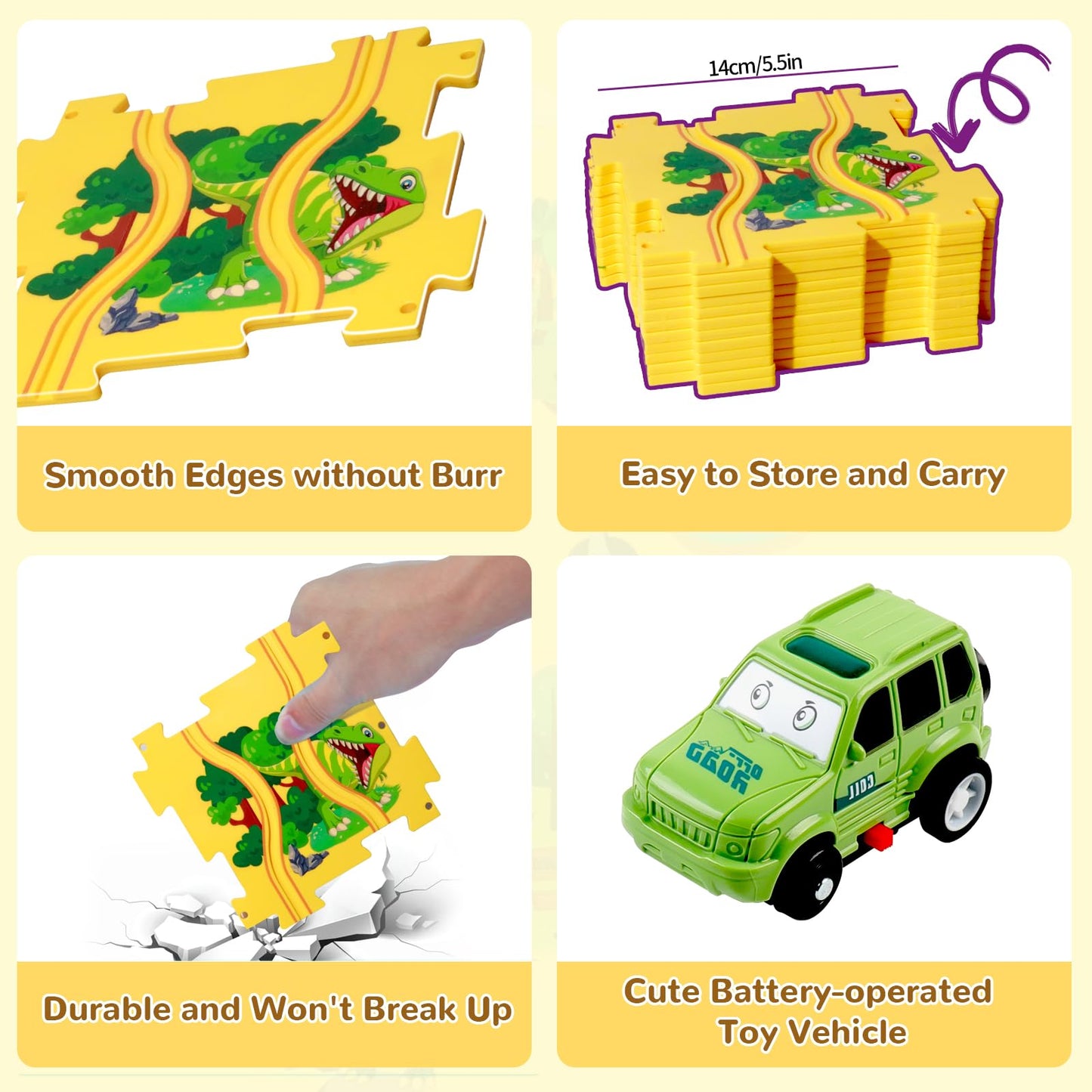 XAZASTOV Plastic Floor Puzzles for Kids 3-5 | Puzzle Track Car Set | Montessori Toys for Boys 3-6