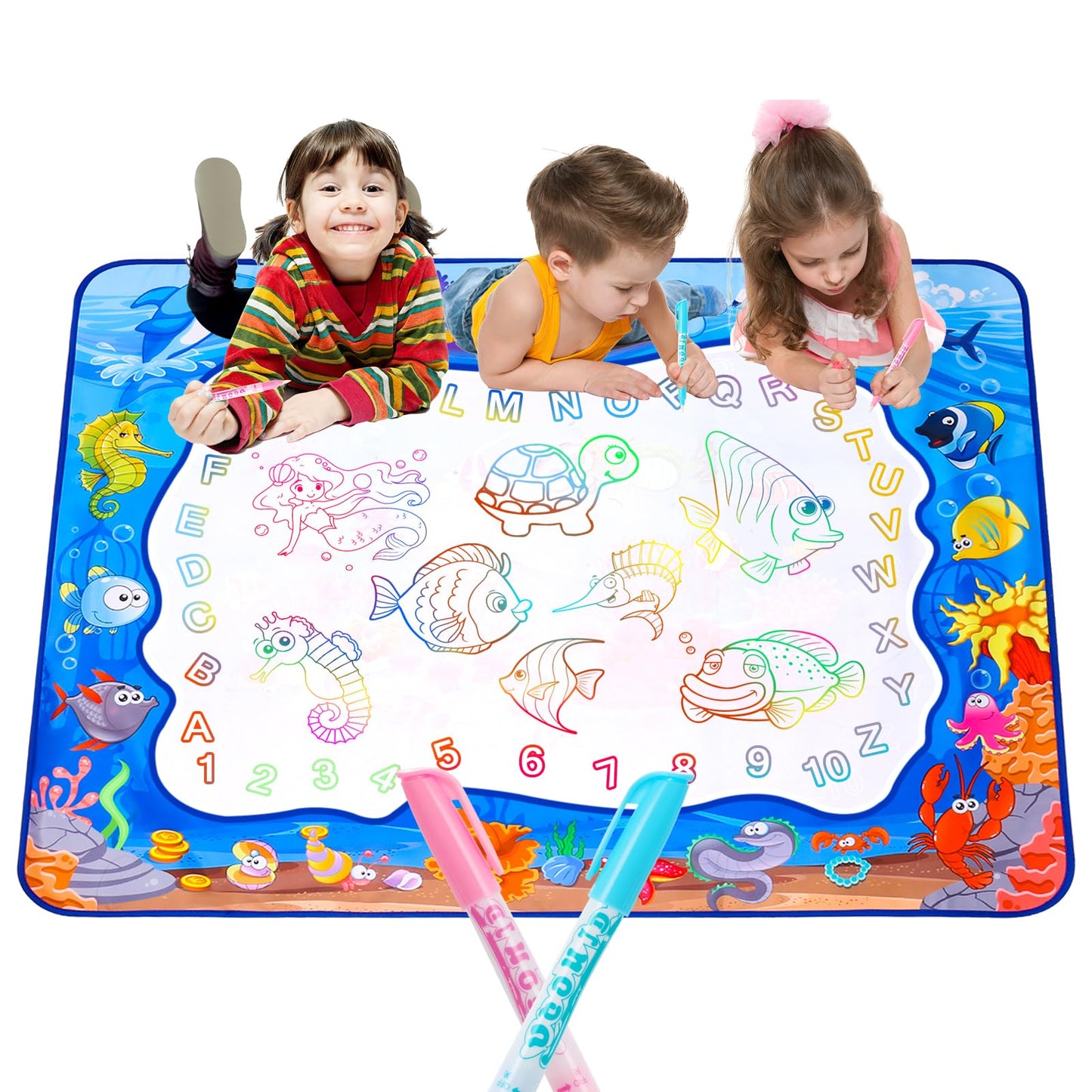 XBagSJ Ocean Large Water Doodle Mat for Toddlers – 39x31 in, Mess-Free Coloring