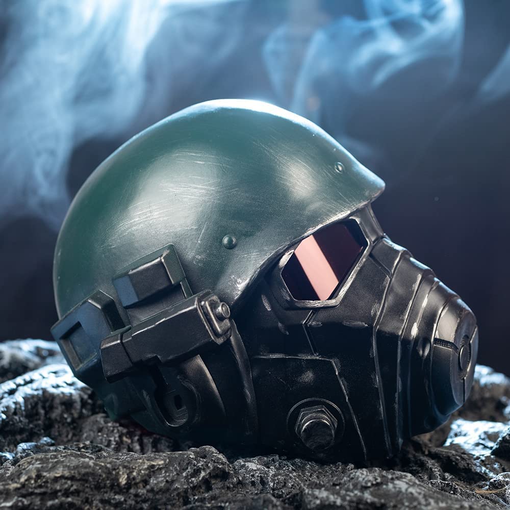 Xcoser Nexthops Veteran Ranger Riot Armor 4 Cosplay Helmet Mask | Resin Full Head with Red PVC Lenses