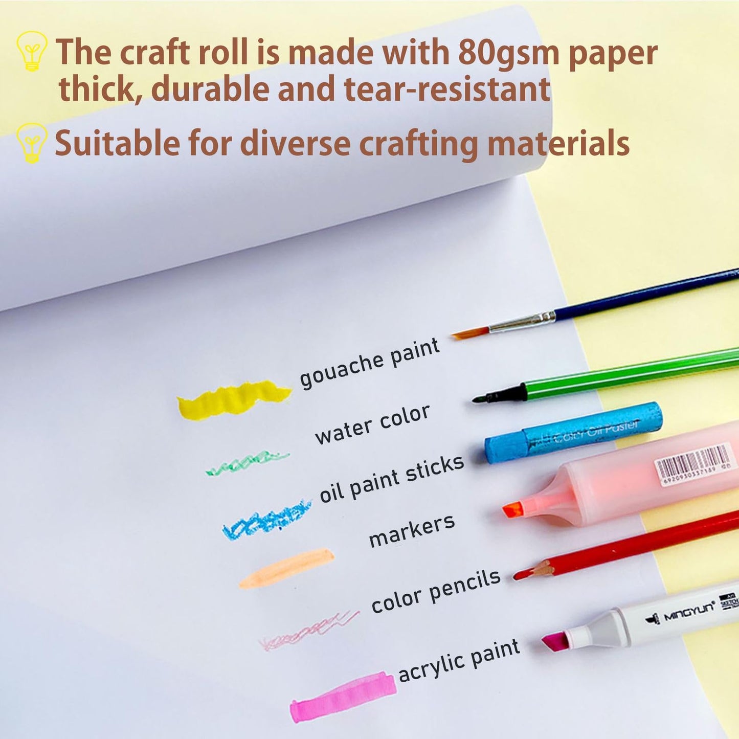 XDONEF Wooden Tabletop Paper Roll Dispenser – 11.4in x 98.4ft, 4 Pencil Cups, Kids Art Desk Easel