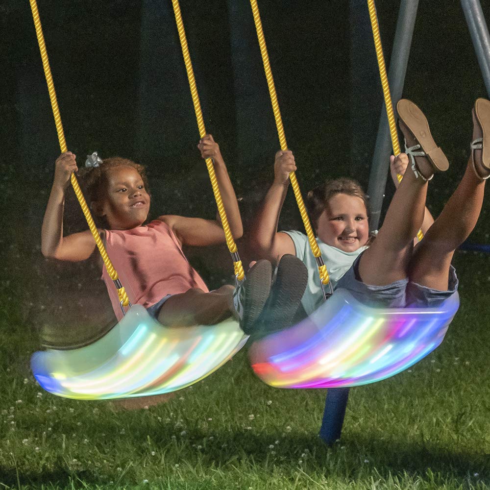 Firefly LED Light Up Swing Seat with Adjustable Rope and Chain – 150 lb Capacity | XDP Recreation