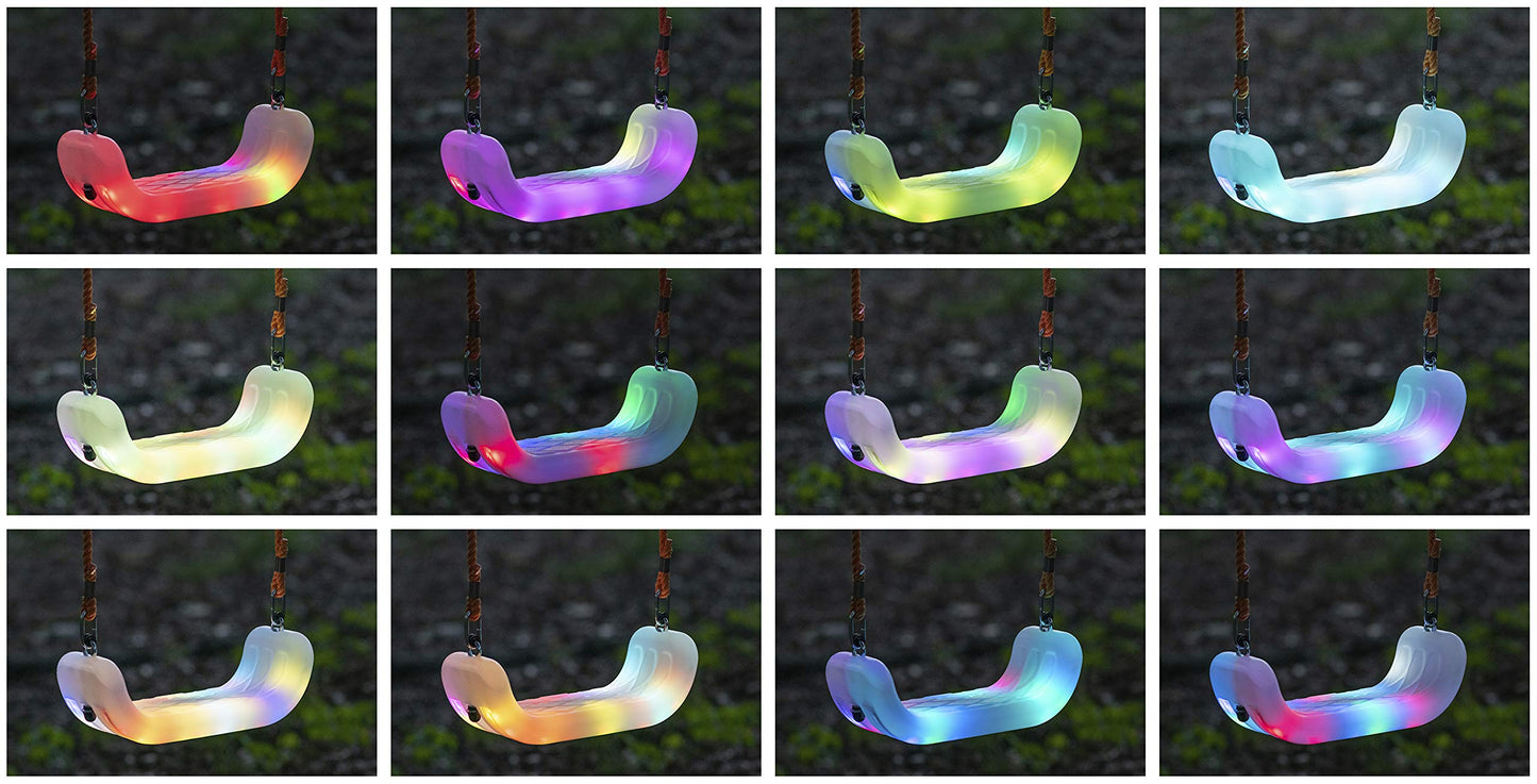 Firefly LED Light Up Swing Seat with Adjustable Rope and Chain – 150 lb Capacity | XDP Recreation