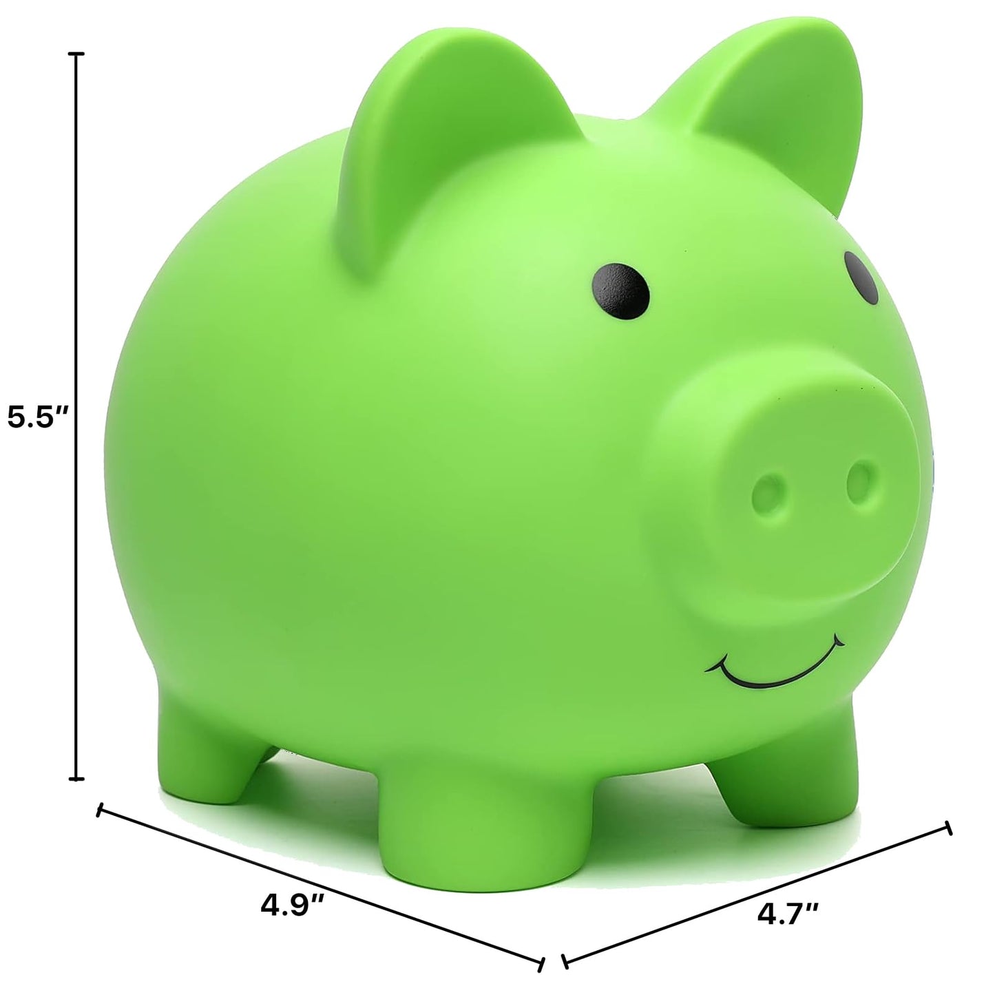 XDRELEC Piggy Bank – Green, Medium, Shatterproof Plastic Coin Bank for Kids