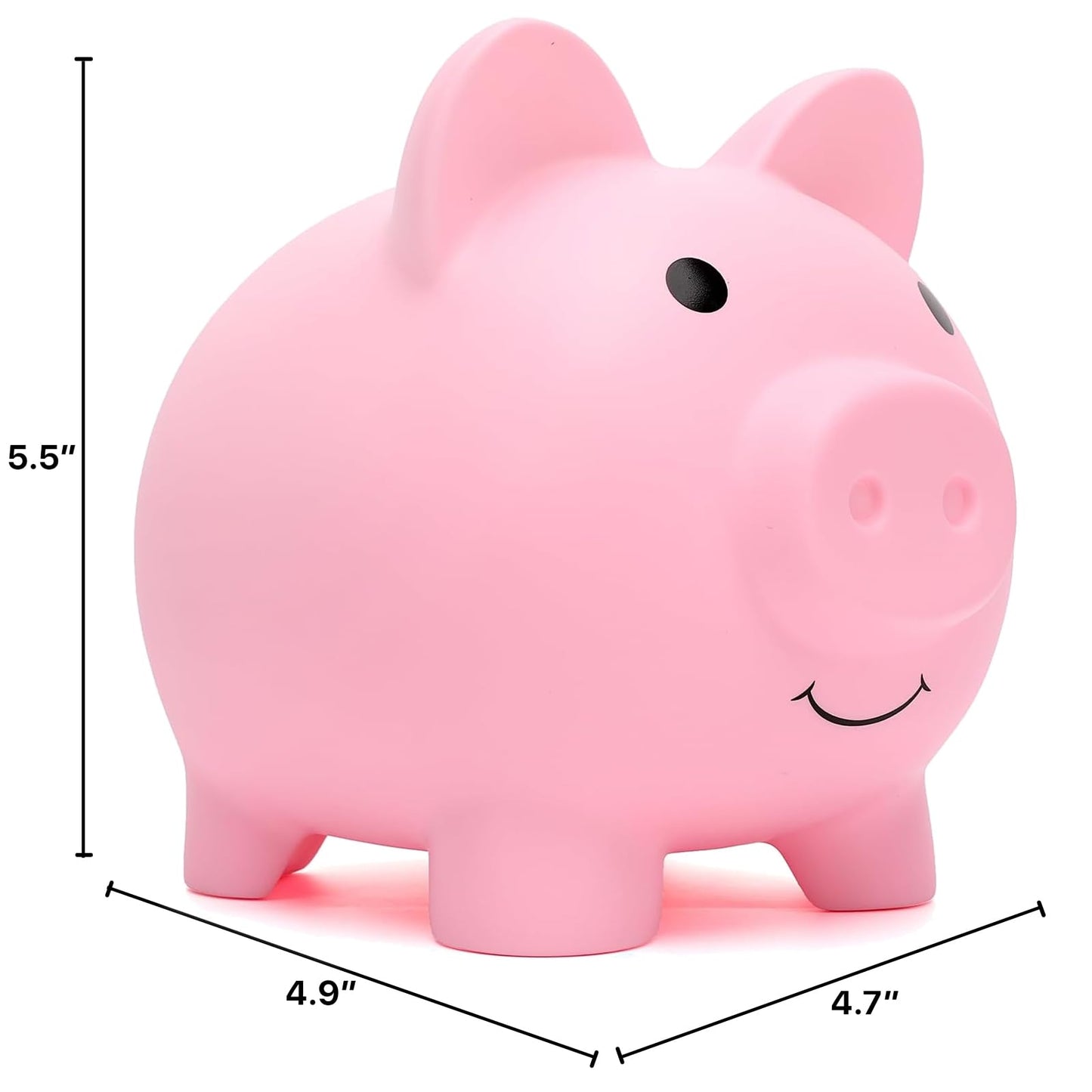 XDRELEC Piggy Bank Pink (Medium) – Shatterproof Plastic Coin Bank for Kids