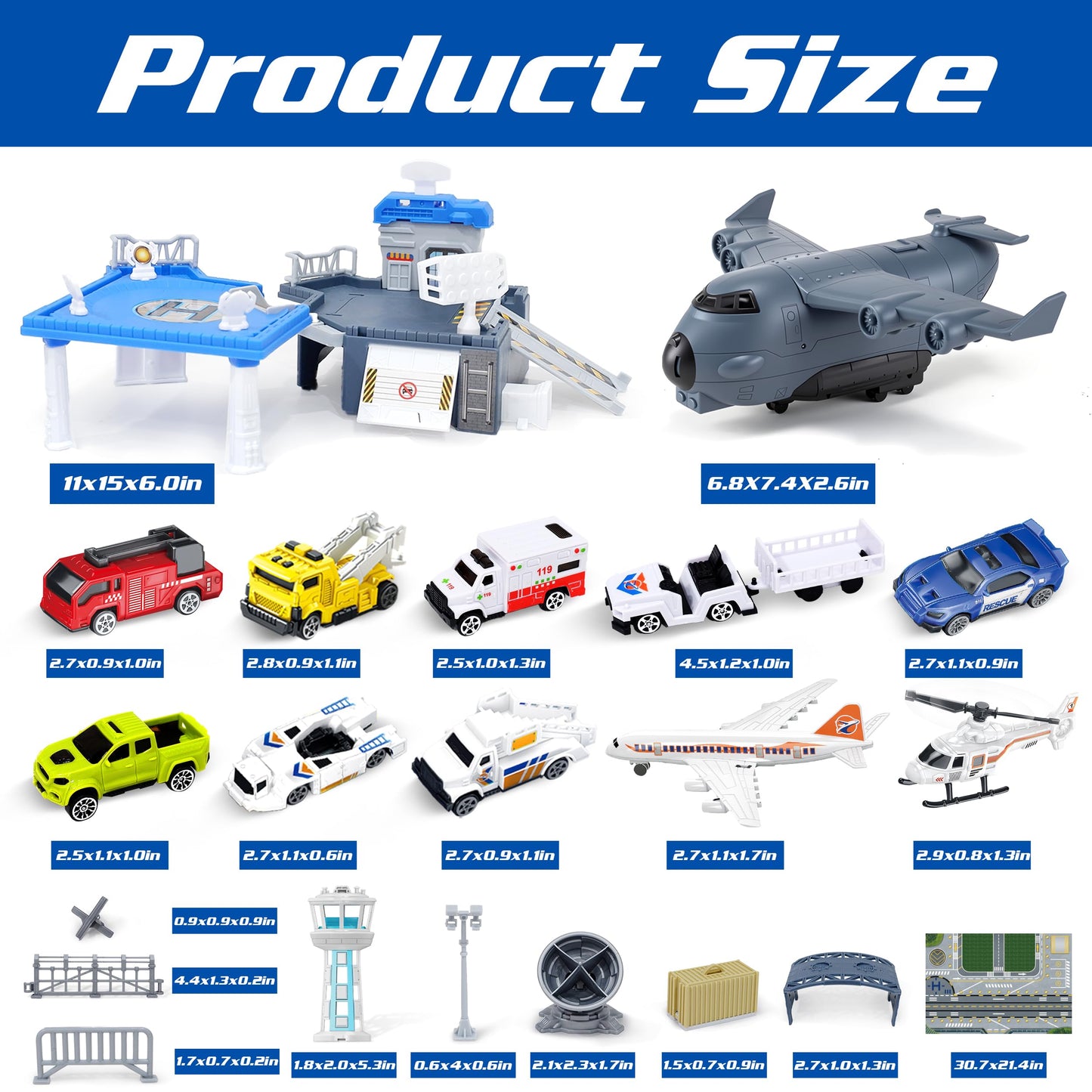XDUOYJOY Airplane Toy Set with Trucks, Helicopter, Planes & Playmat – Airport Aviation Toys for Boys & Girls